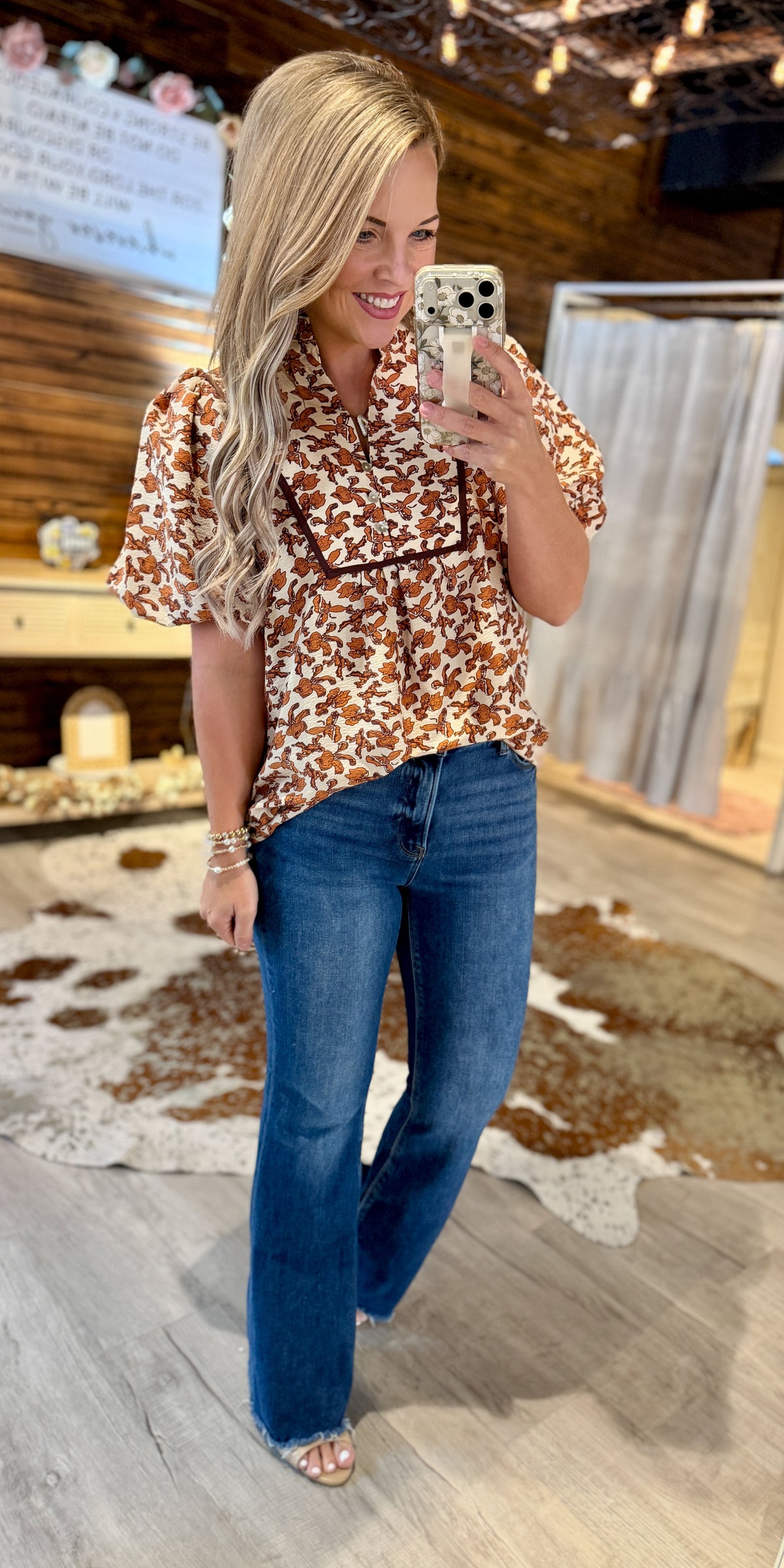 Rust Floral Top