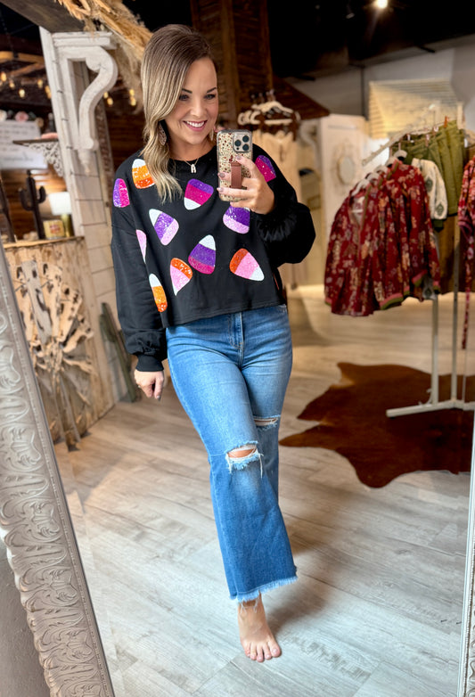 Candy Corn Sequin Sweatshirt
