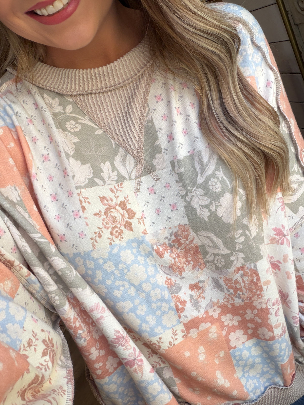 Floral Taupe/Rust/Sage Top