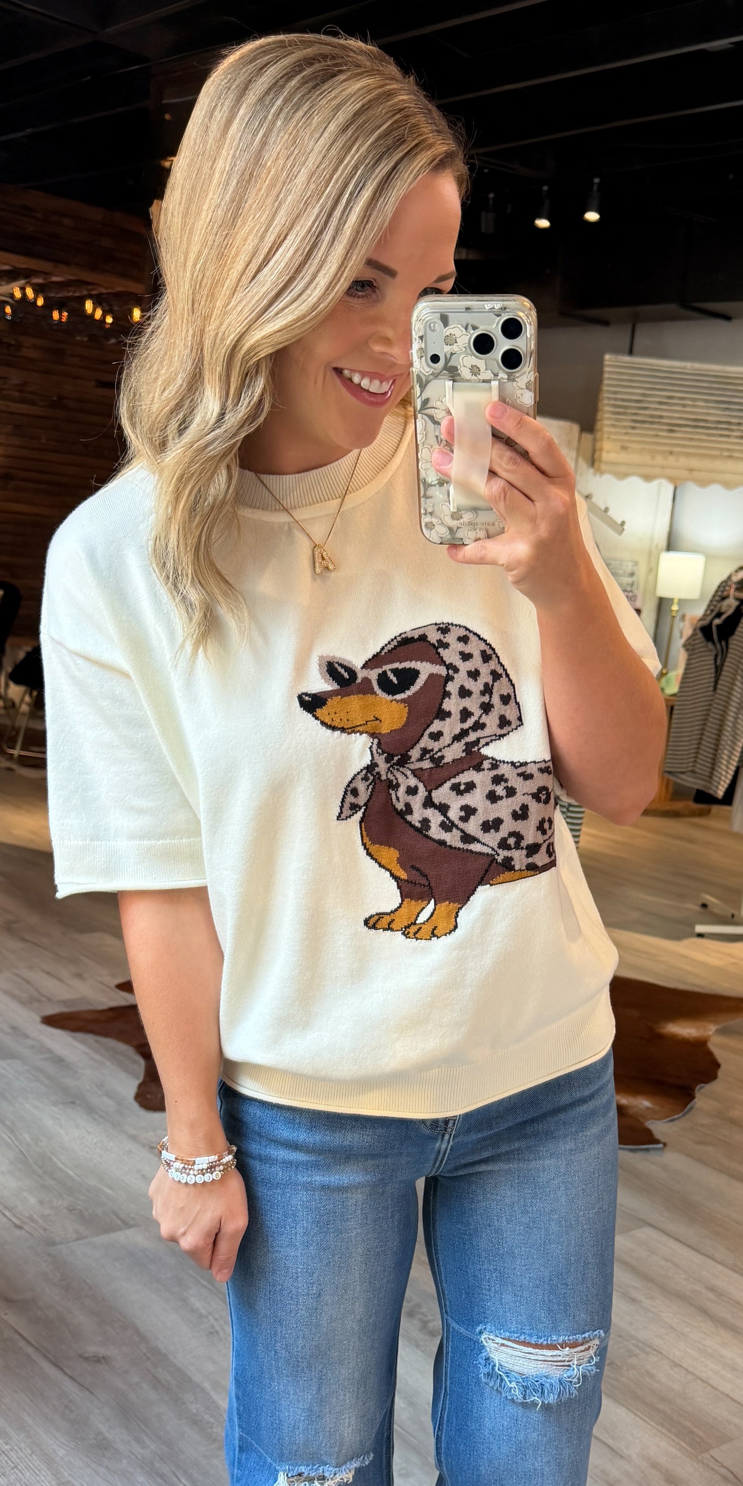 Cream “Sassy Weenie” Top