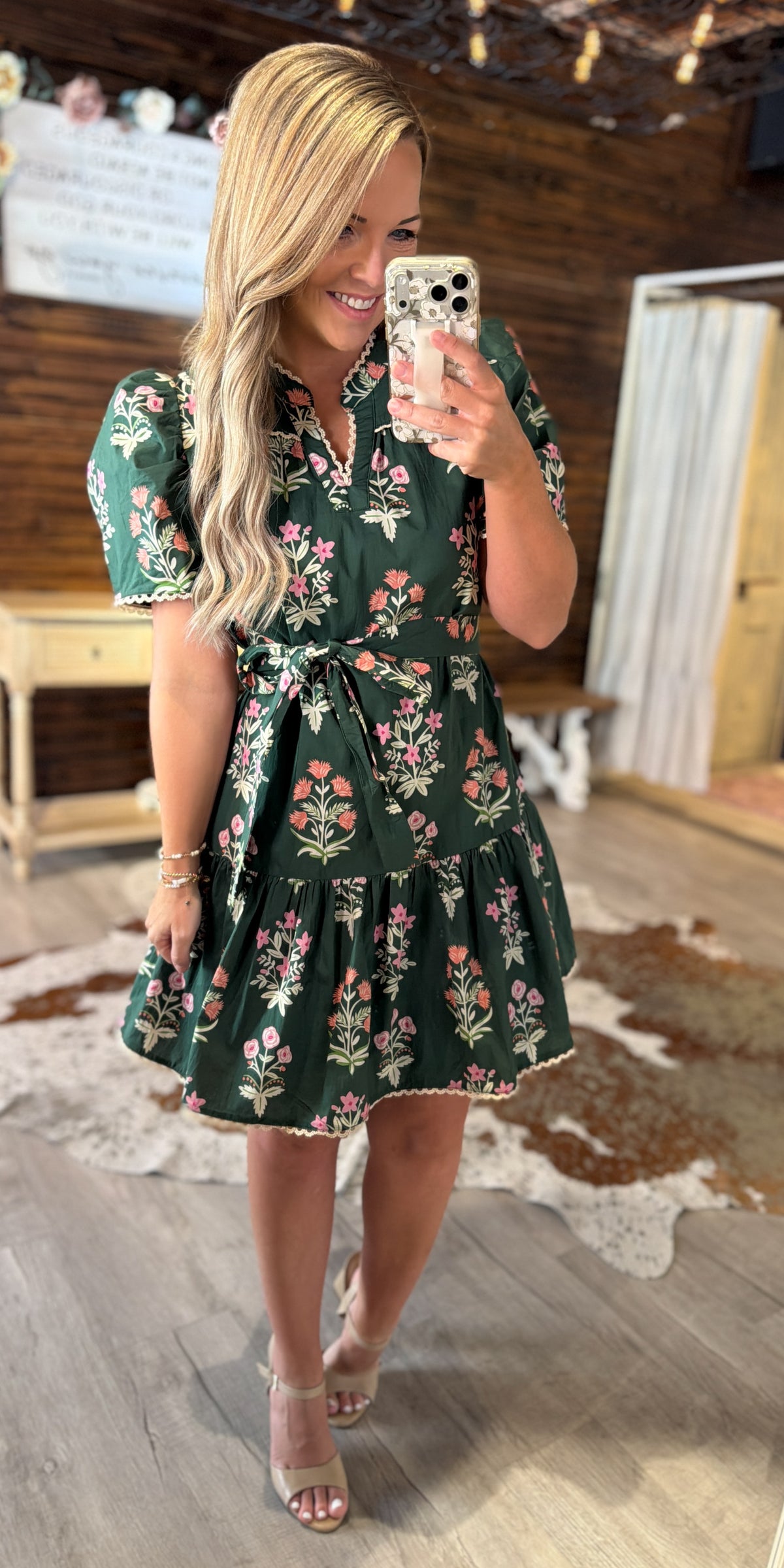 Olive Floral Dress