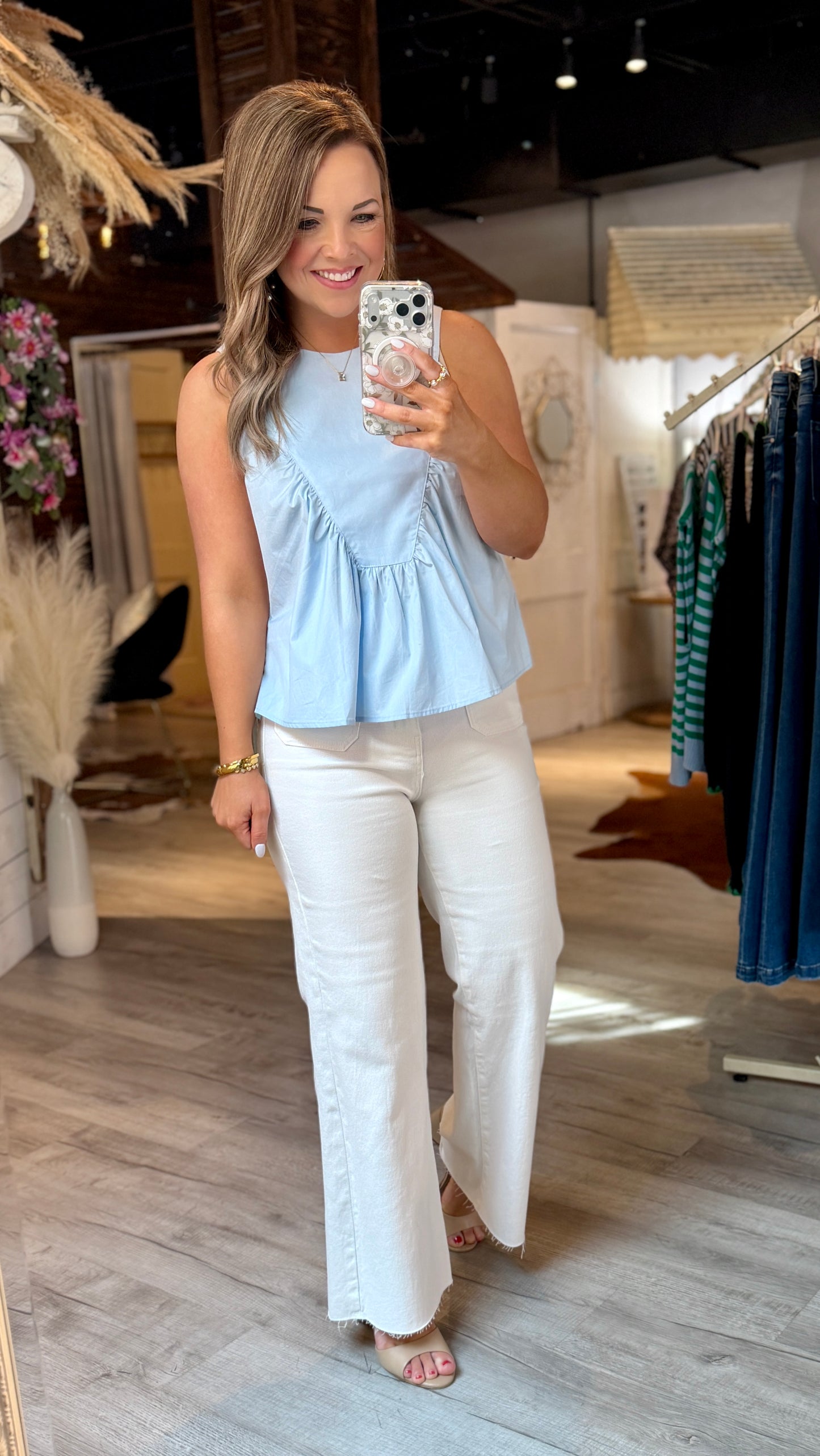 Light Blue Dressy Sleeveless Top