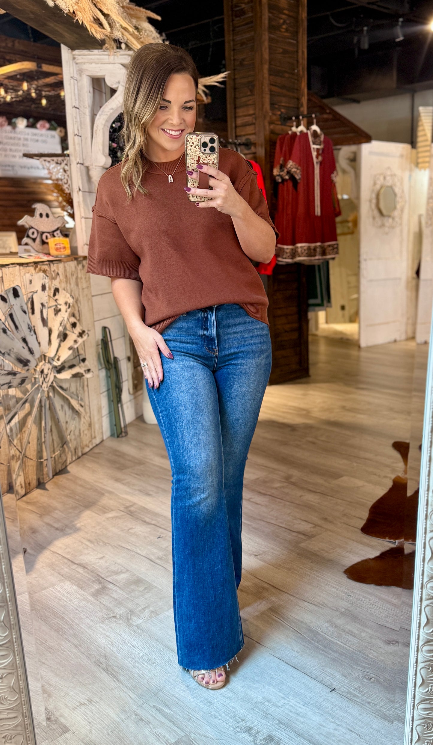 Caramel Short Sleeved Sweater