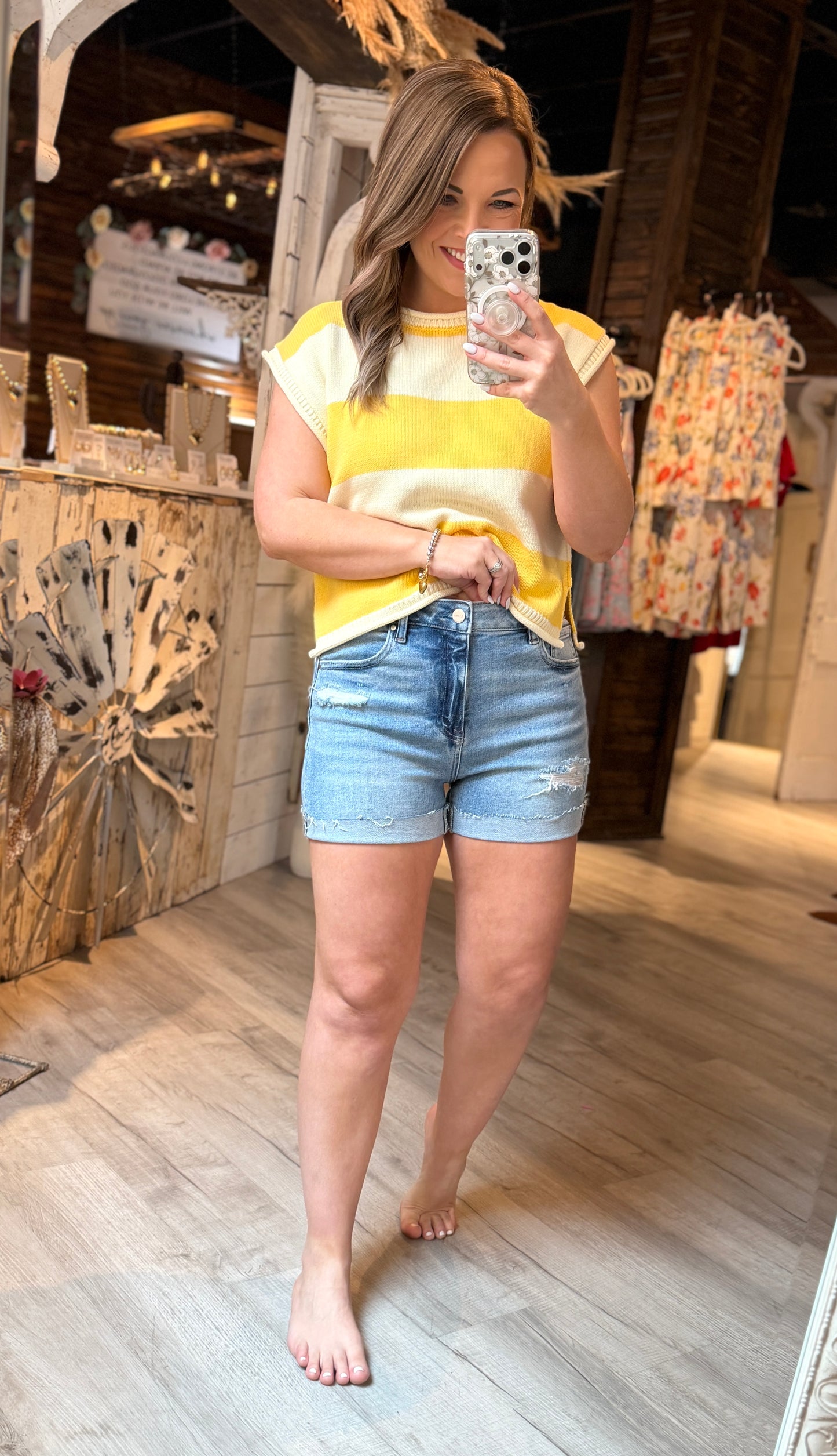 Risen Cuffed Denim Shorts