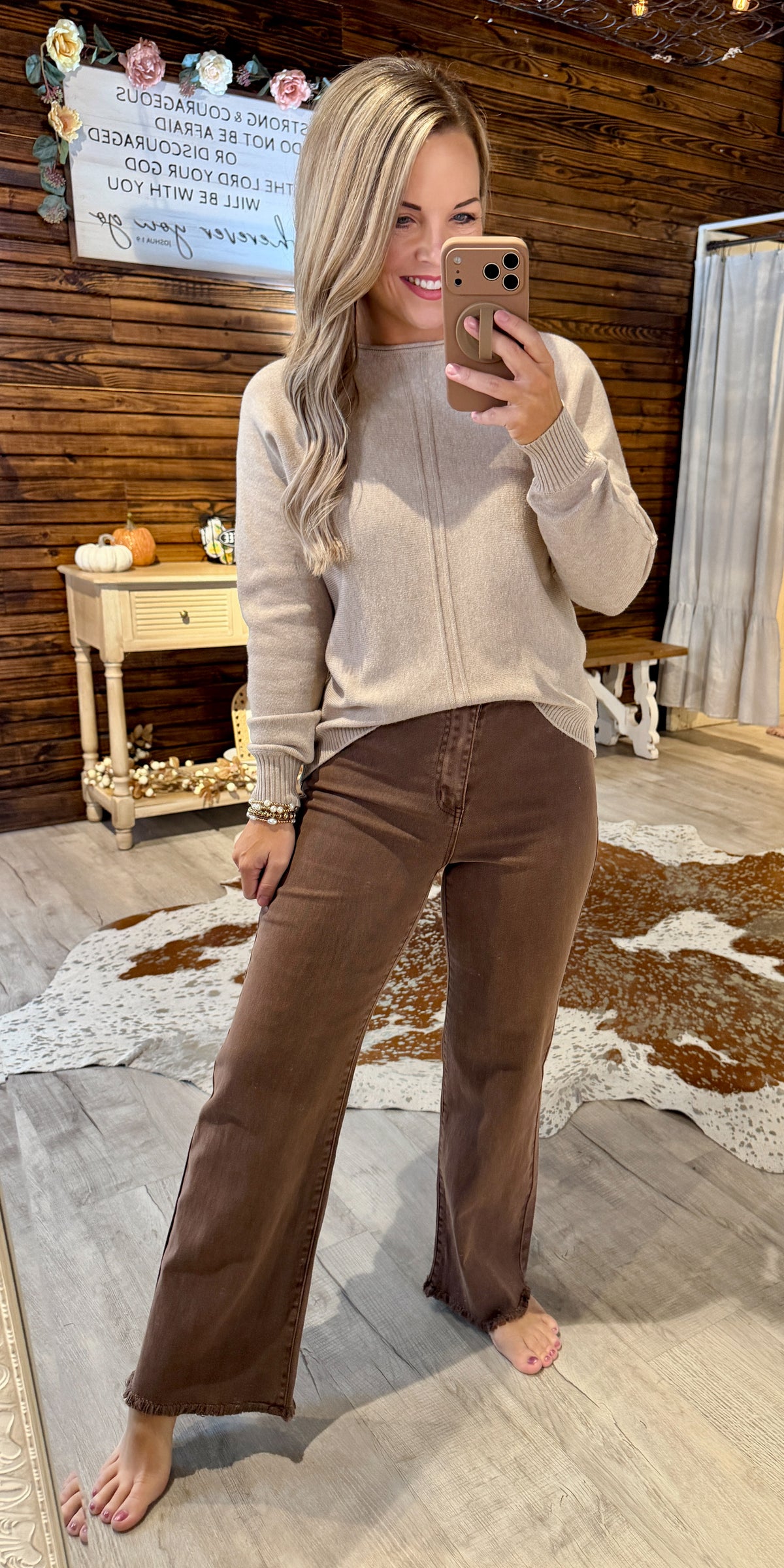 Mocha Front Seam Sweater