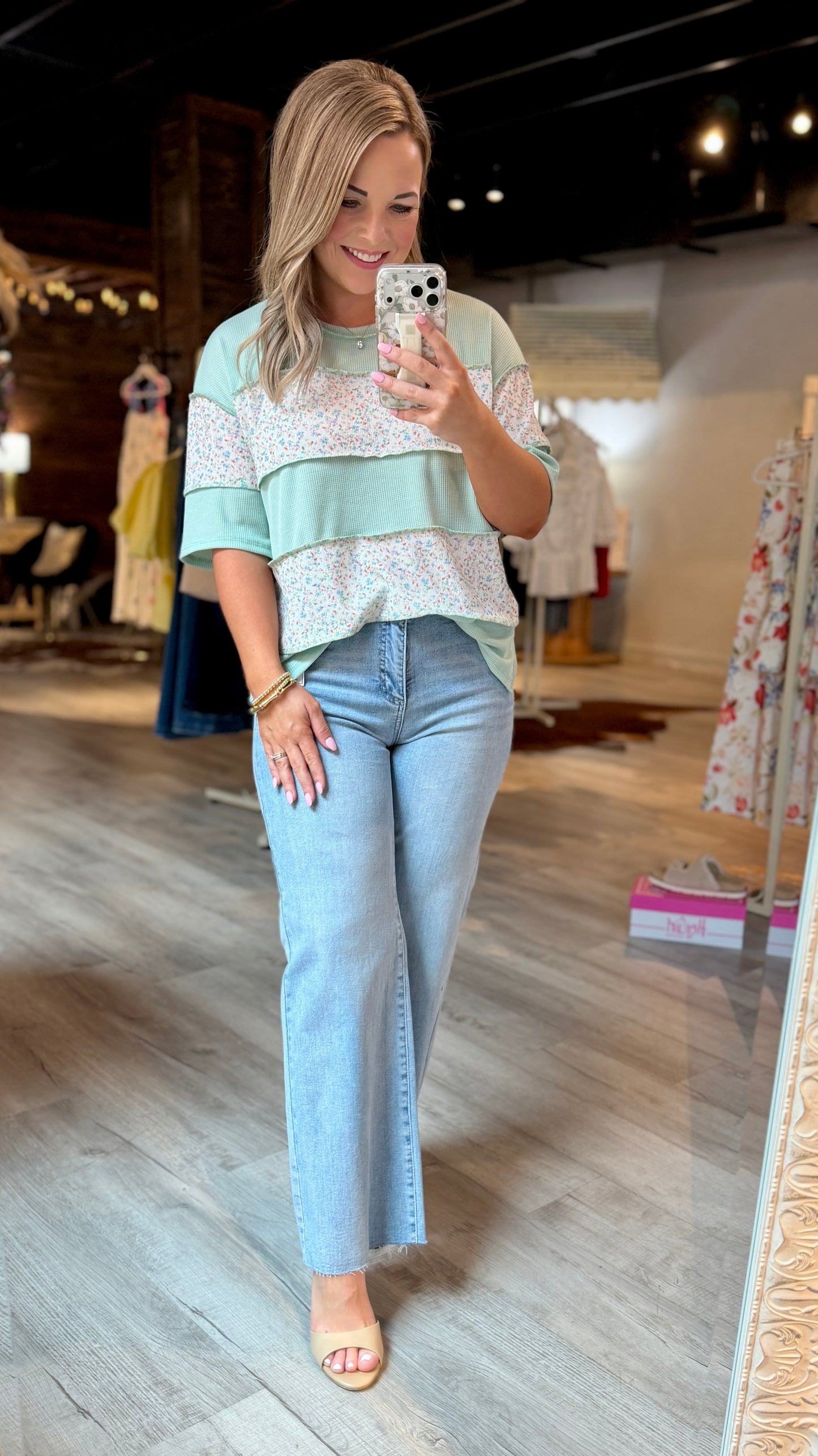 Sage Wildflower Patch Top