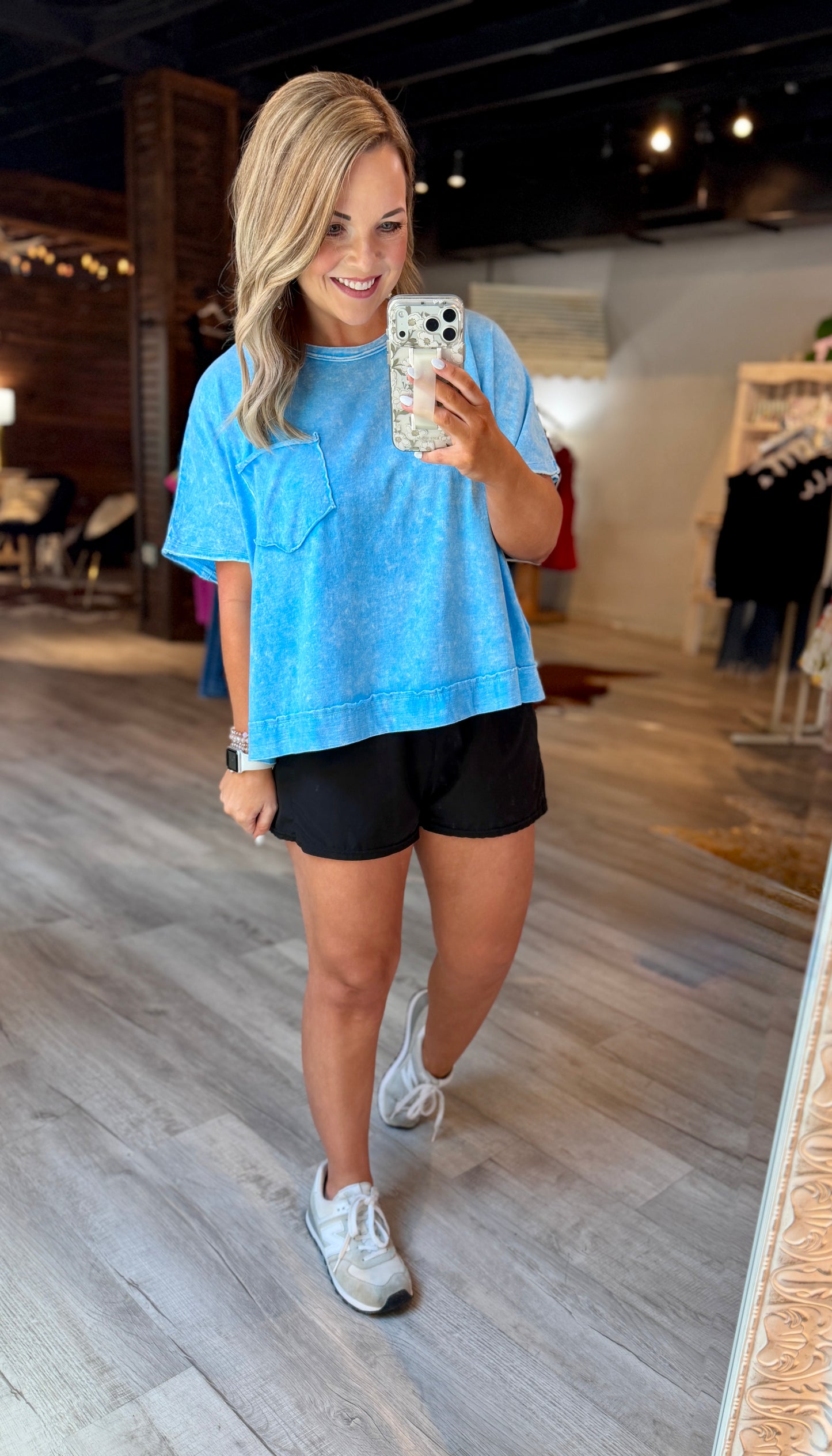 Sky Blue Halo Washed Oversized Tee