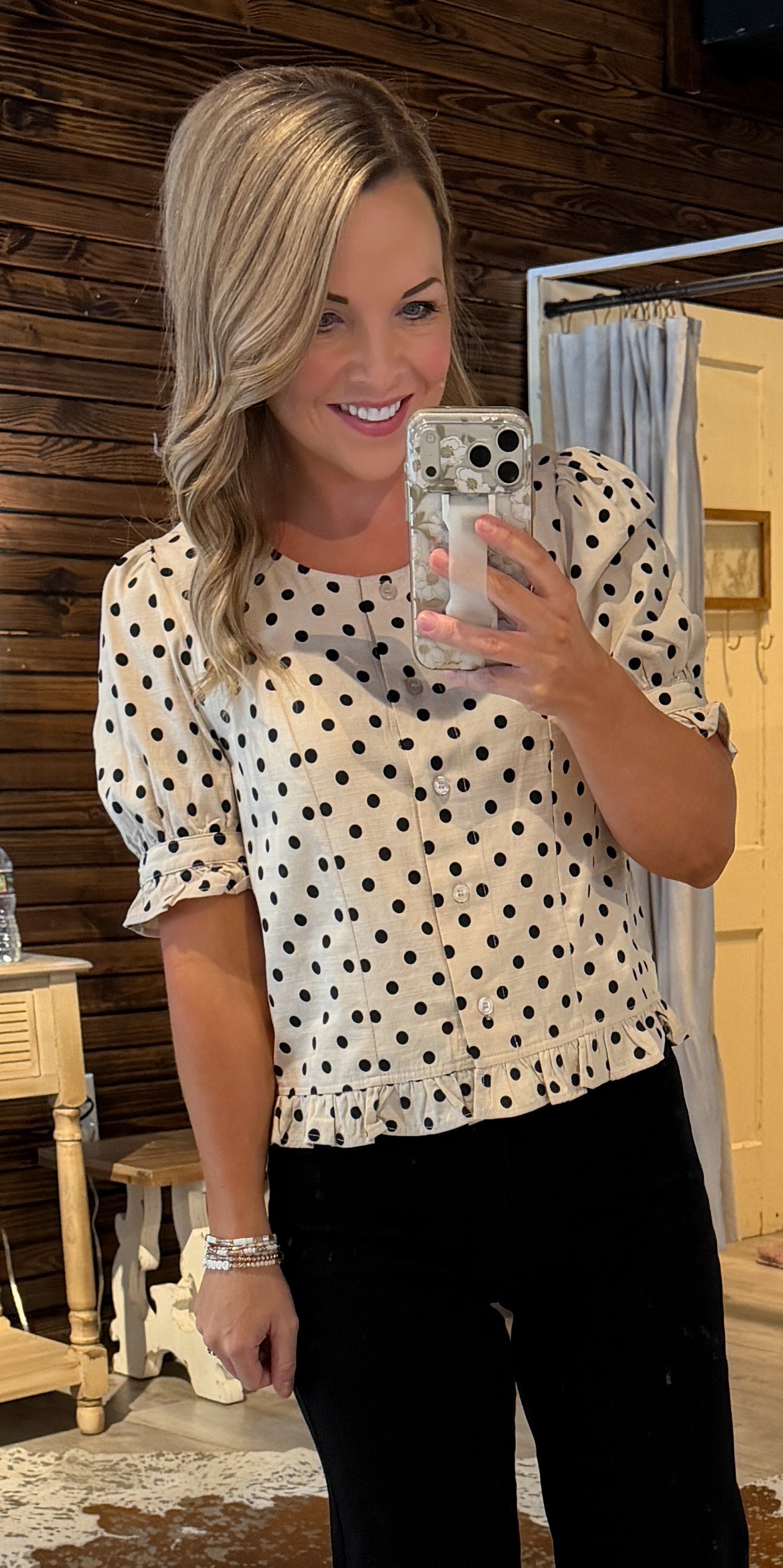 Ivory Polka Dot Dressy Top