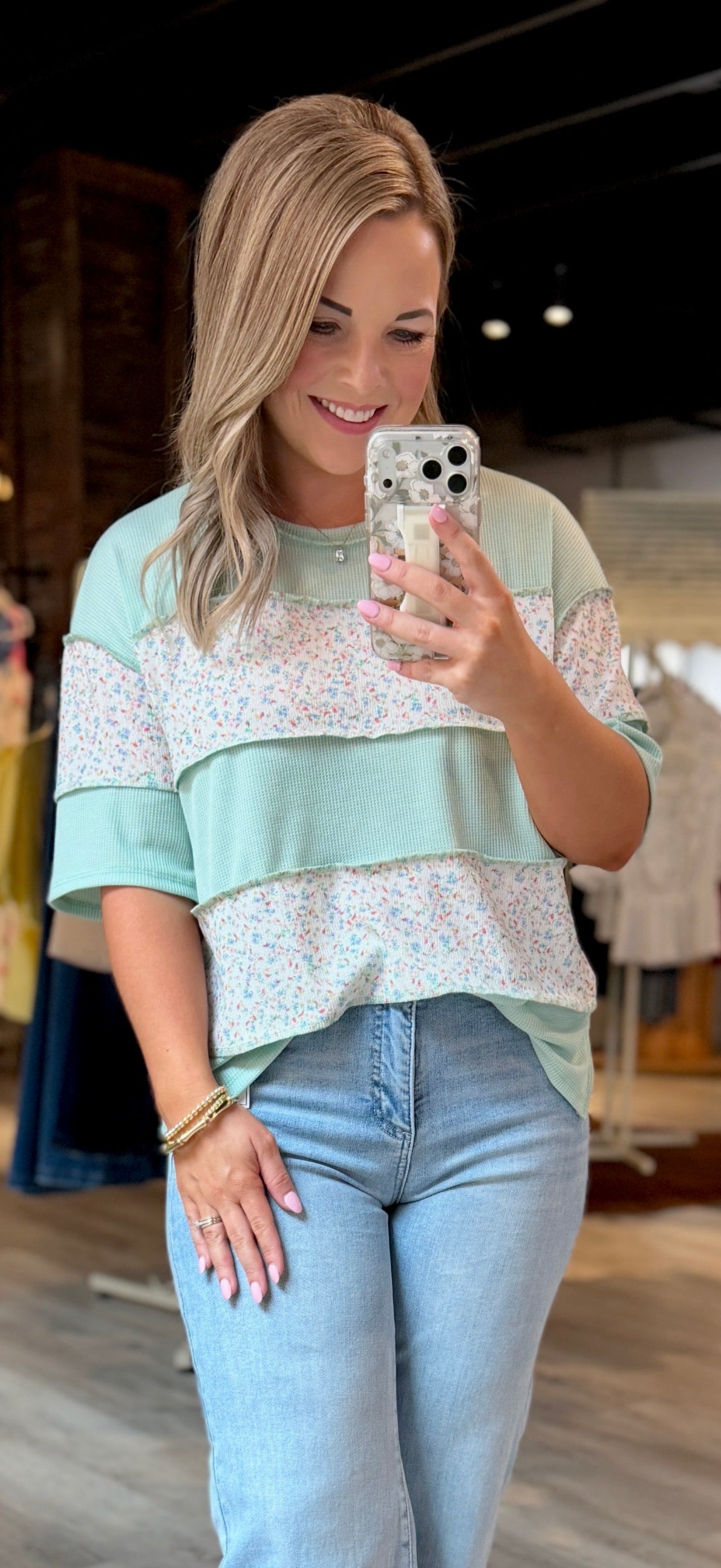 Sage Wildflower Patch Top