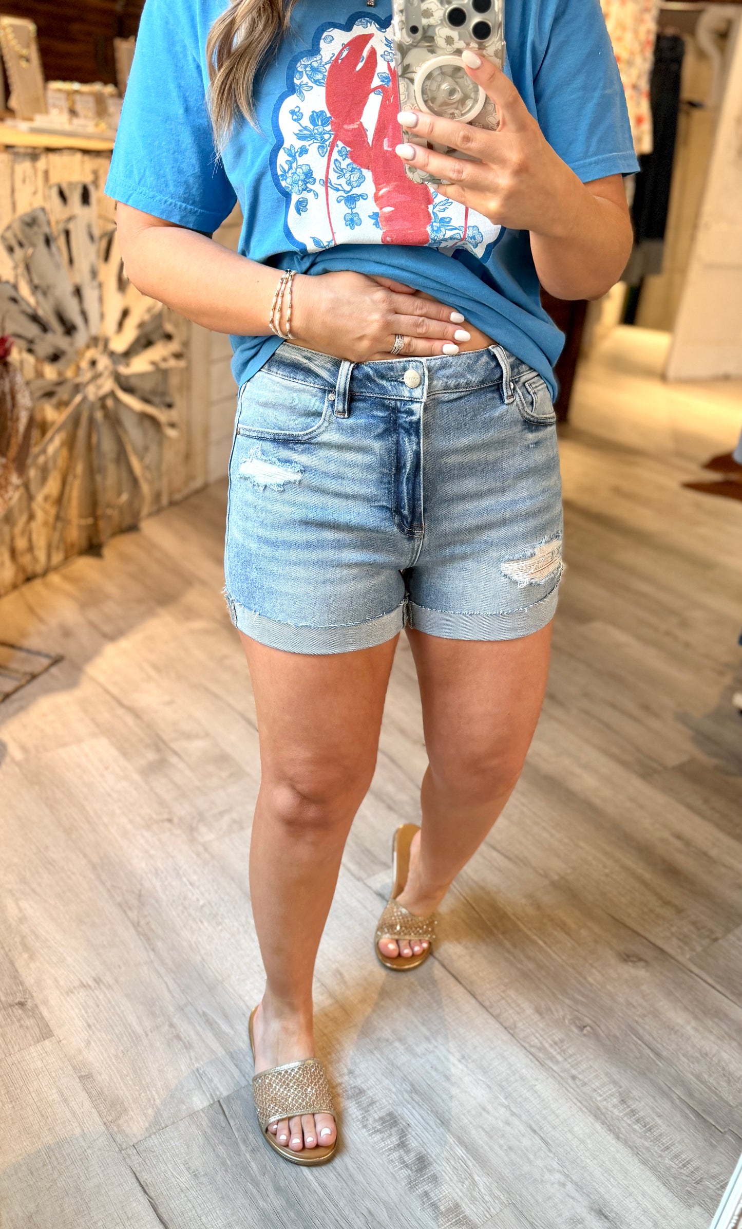 Risen Cuffed Denim Shorts