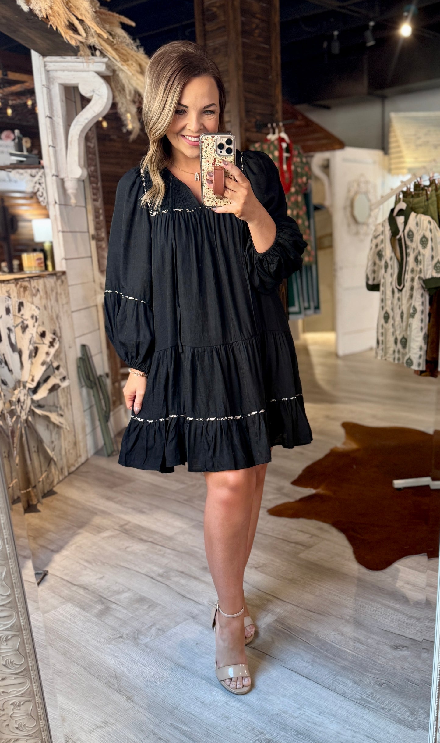 Black Floral Detail Dress