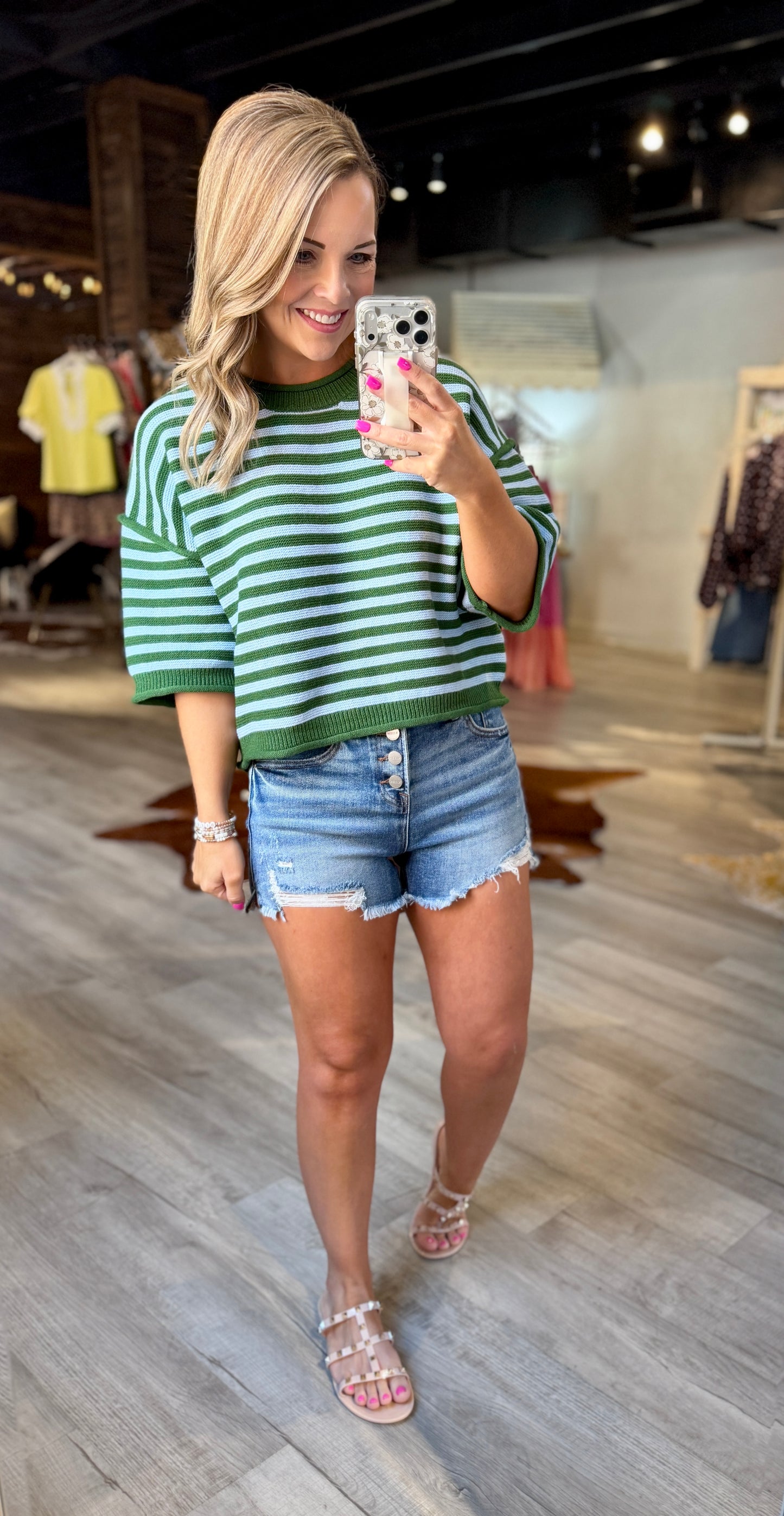 Green/Blue Knit Top