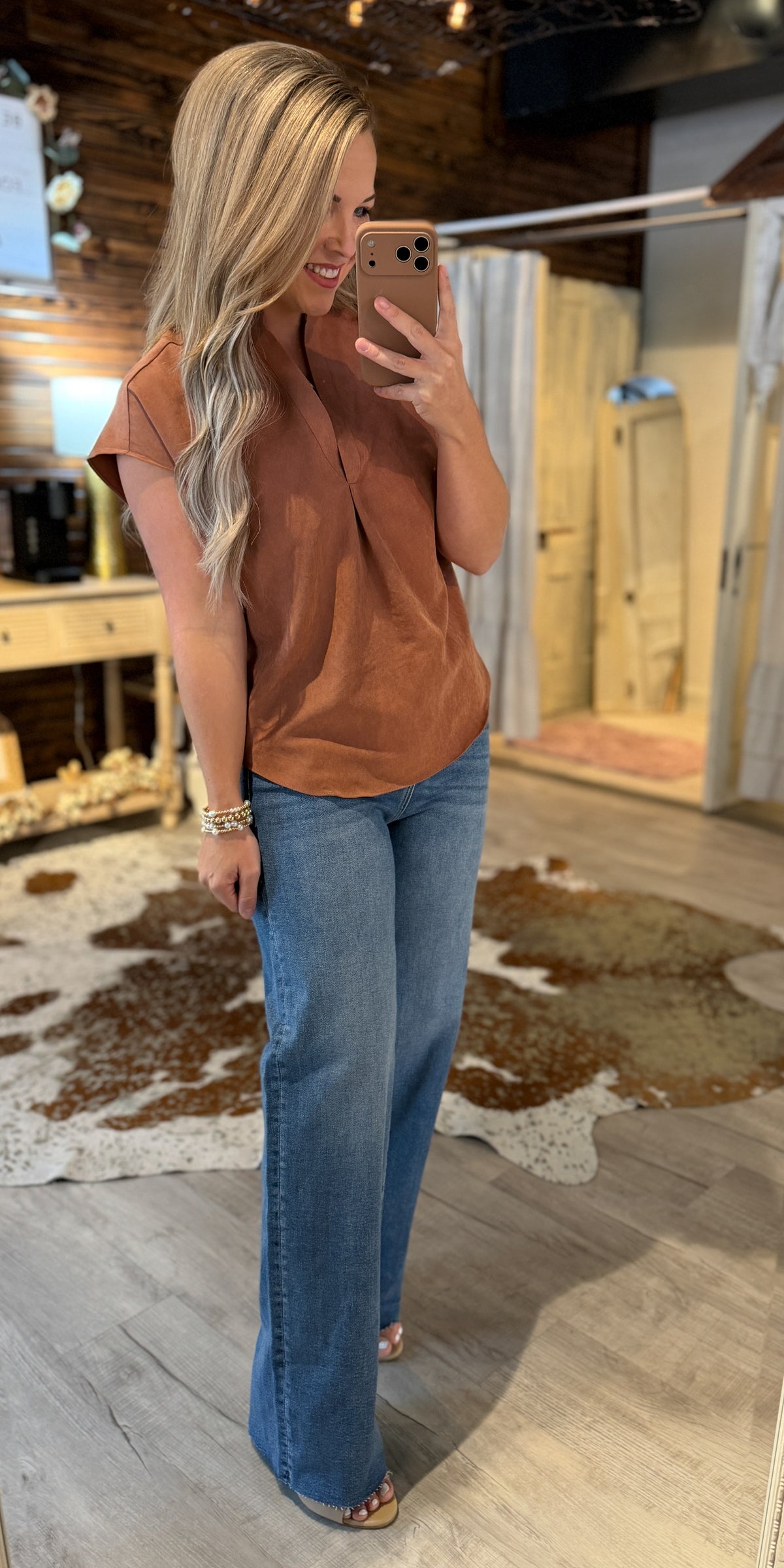 Rust Soft Matte Suede Top