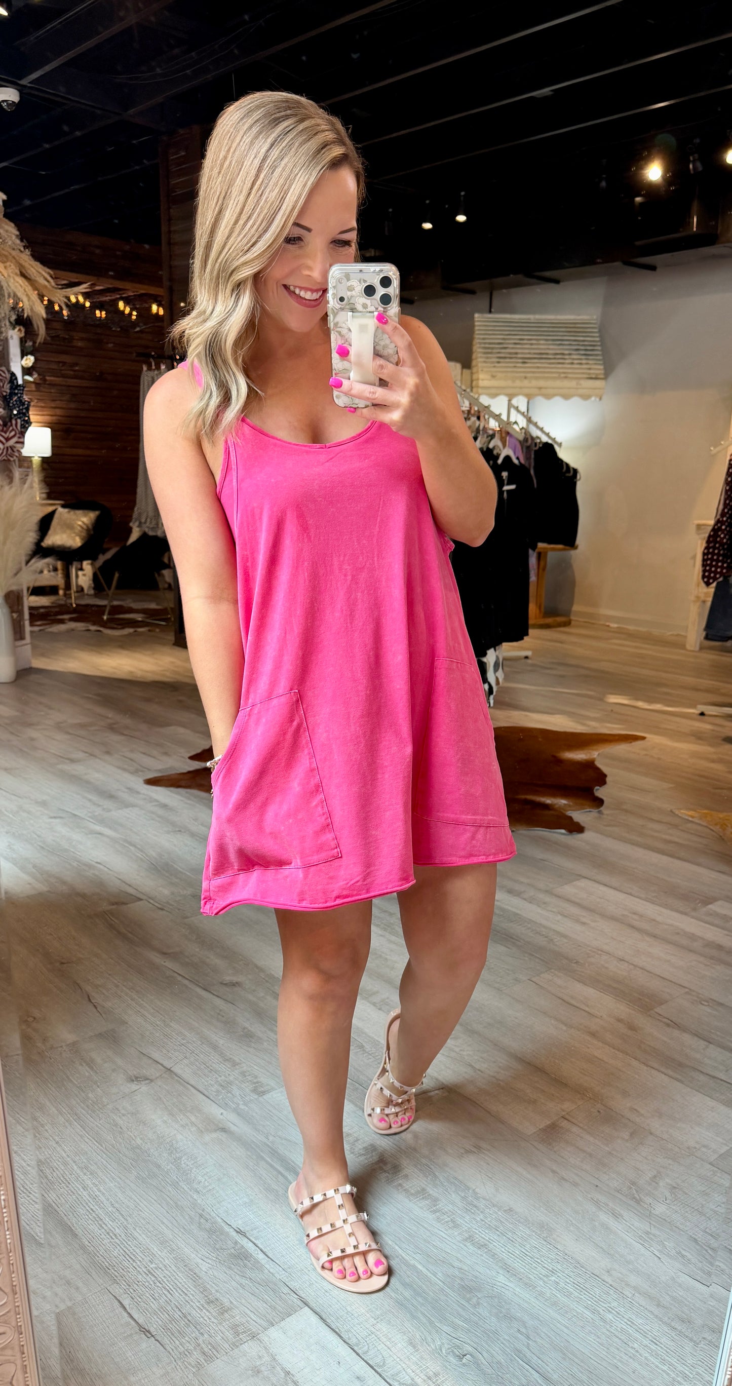 Hot Pink Mineral Wash Dress