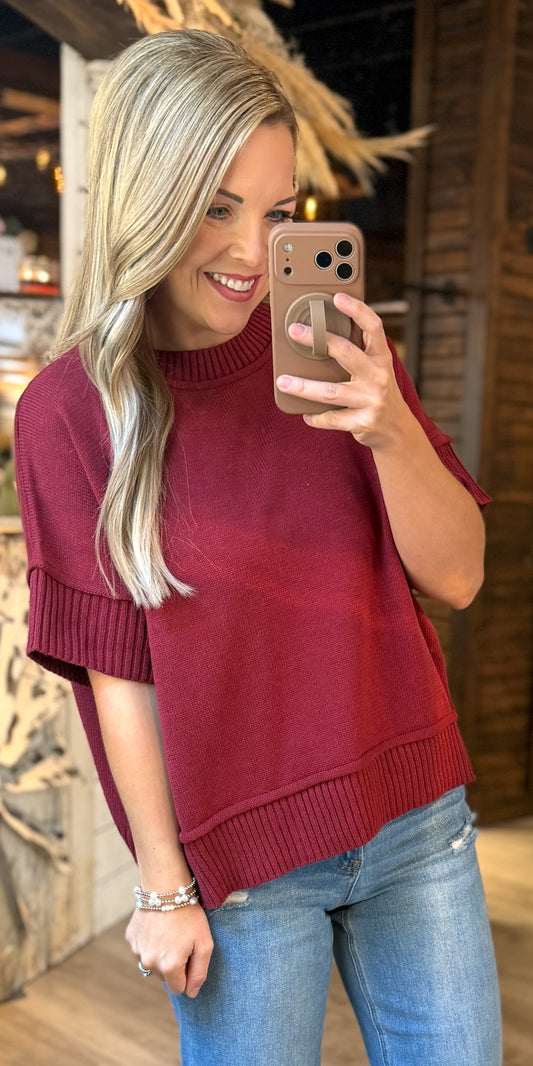 Garnet Slouchy Sweater Top