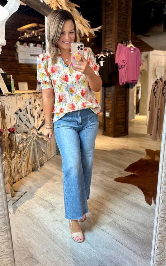 Entro Cream Floral Top