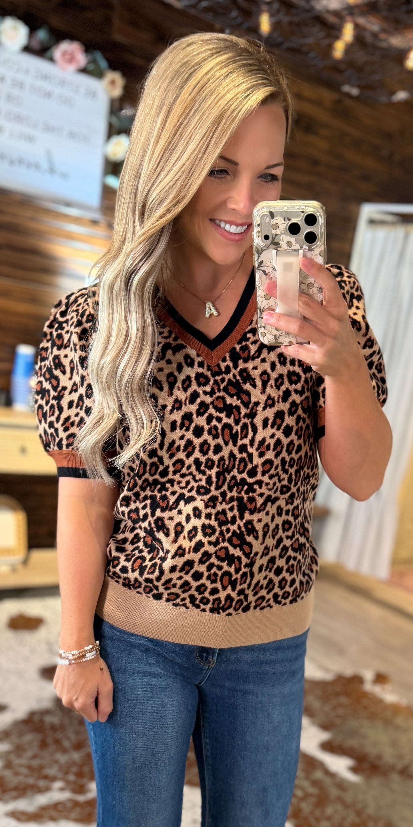 Black/Brown Leopard Sweater Top