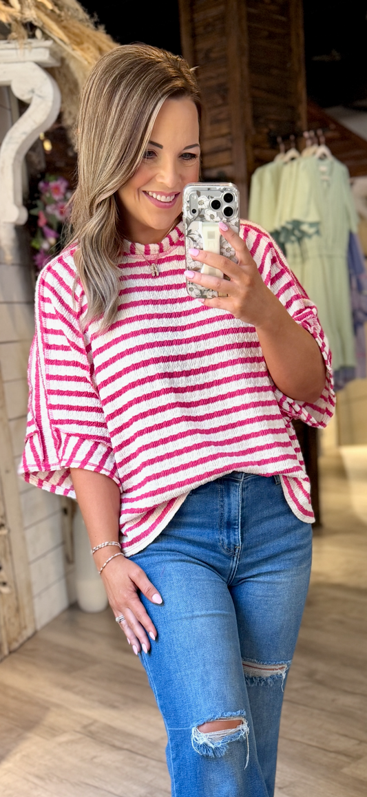 Fuchsia Striped Top