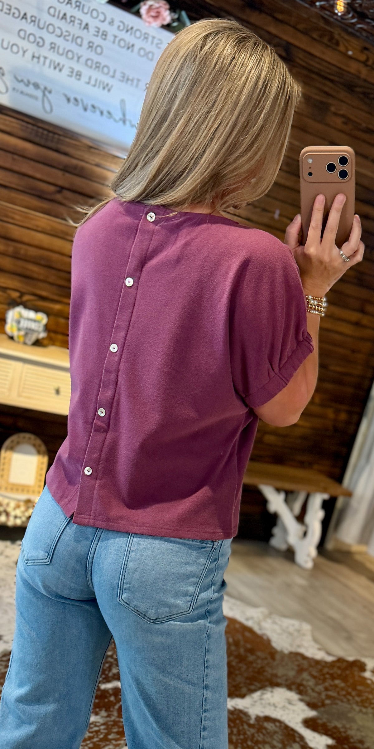 Sugar Plum Button Down Back Top