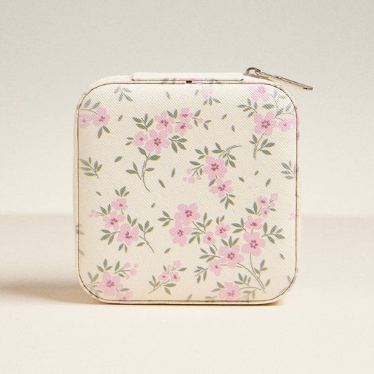 Flower Pattern Portable Square Jewelry Box