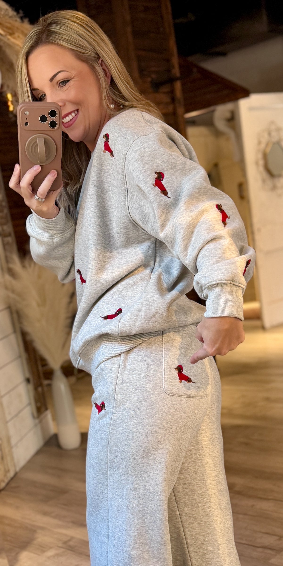 Christmas Weenie Dog Embroidered Set