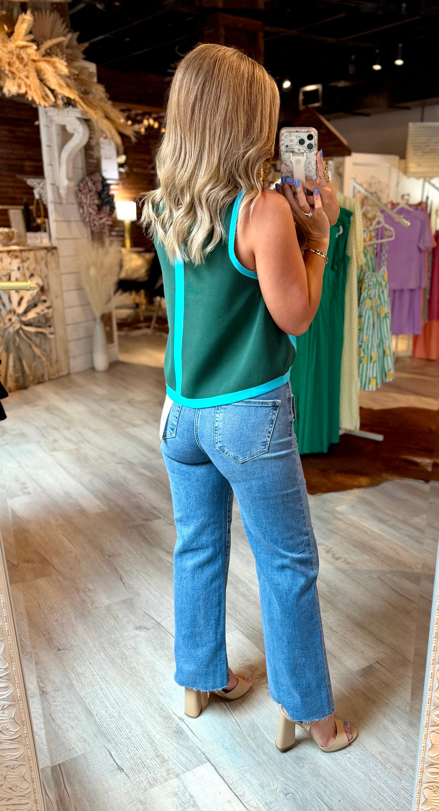 Risen Tummy Control Raw Hem Denim
