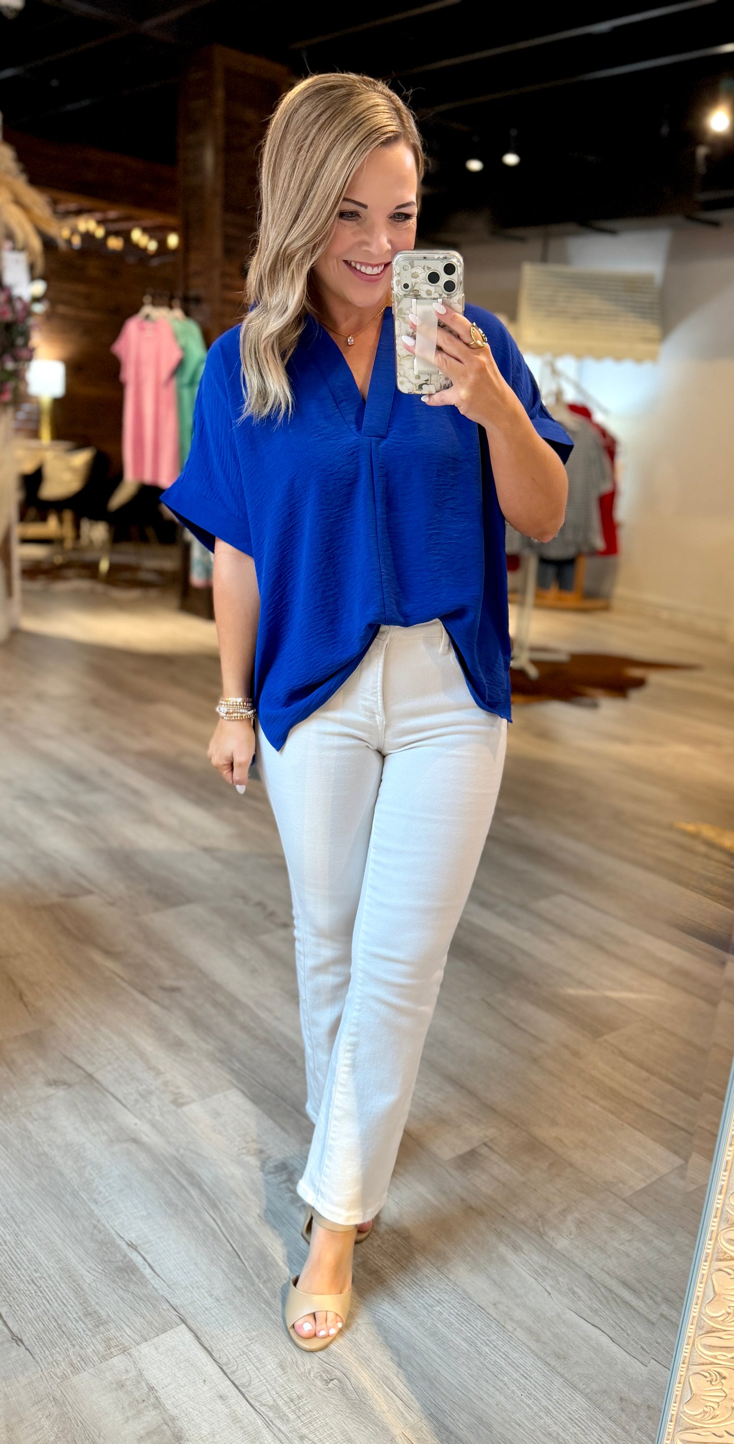 Royal Blue Dressy Collared Top