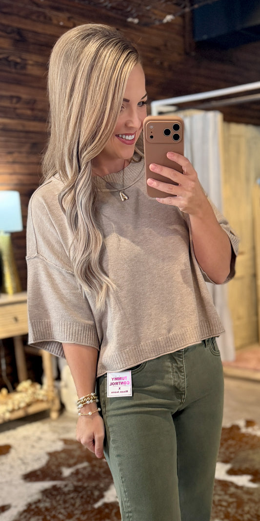 Mocha Short Sleeve Sweater