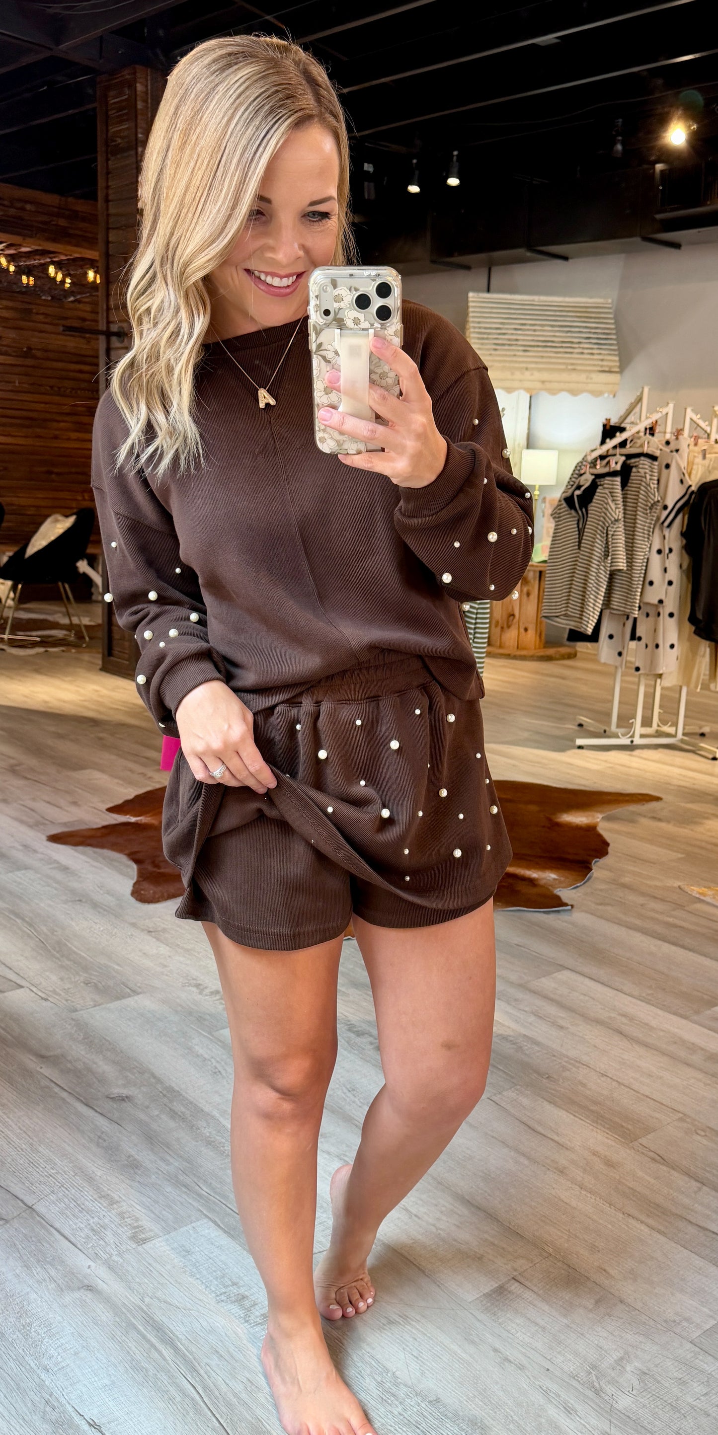 Brown Pearl Skort Set