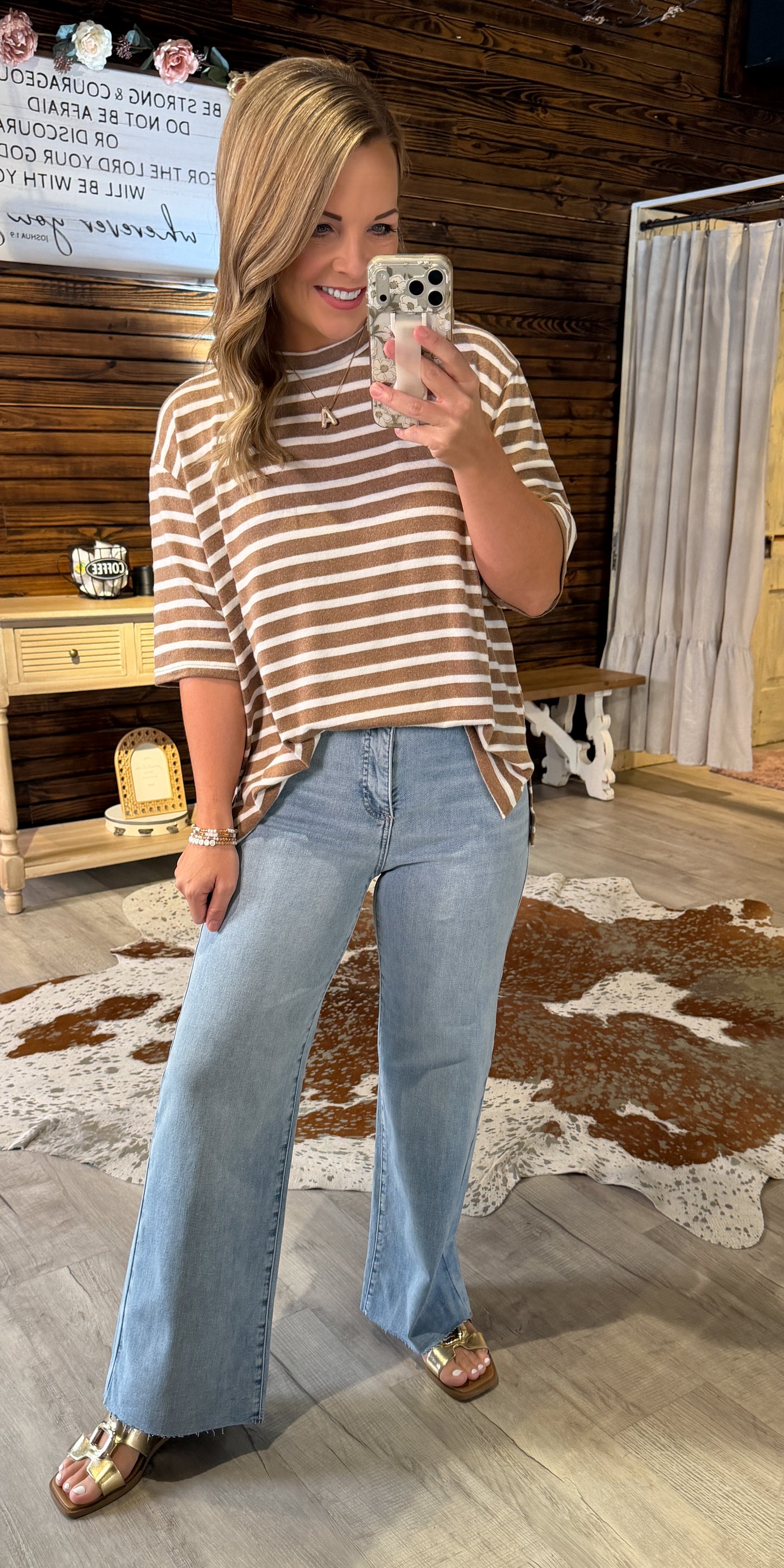 Risen TC-High Rise Crop Wide Leg Denim