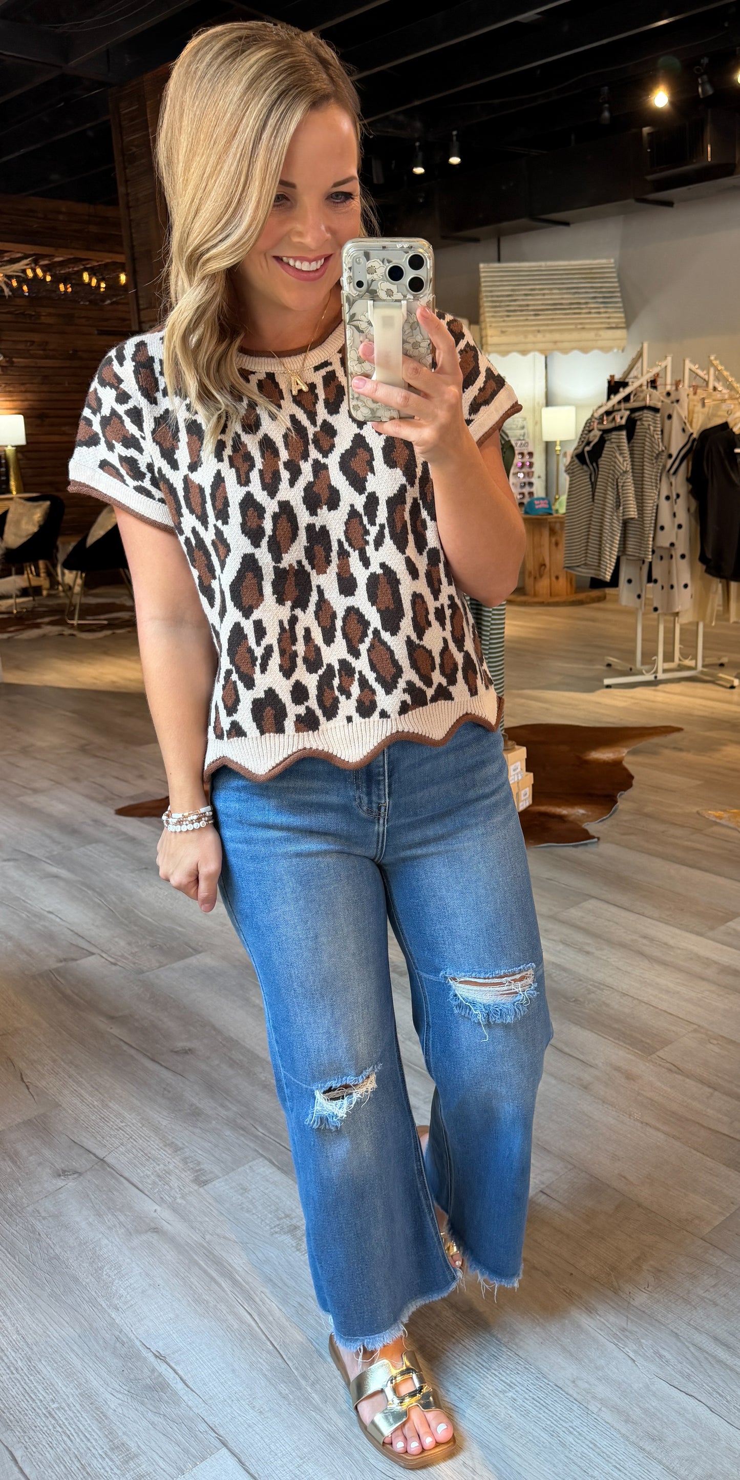 Leopard Stone Knit Sweater