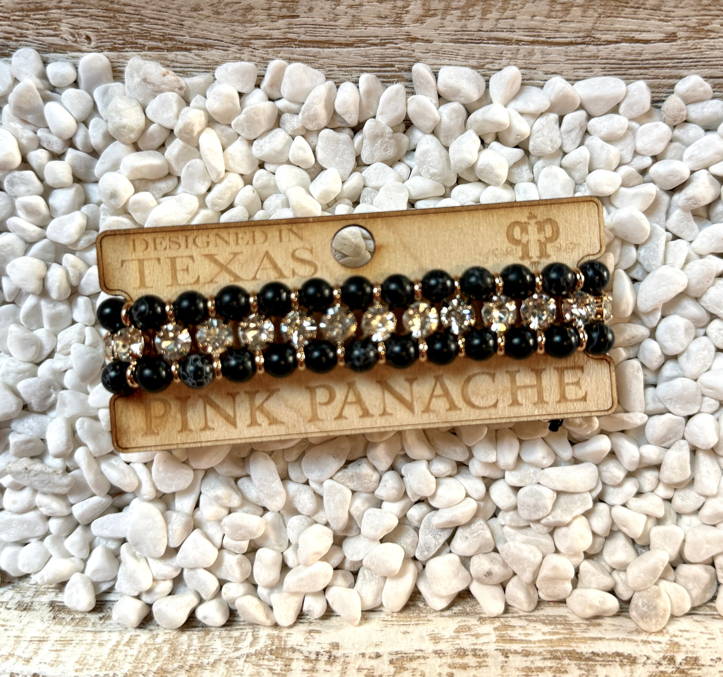 Pink Panache Black/Gold Pull Bracelet