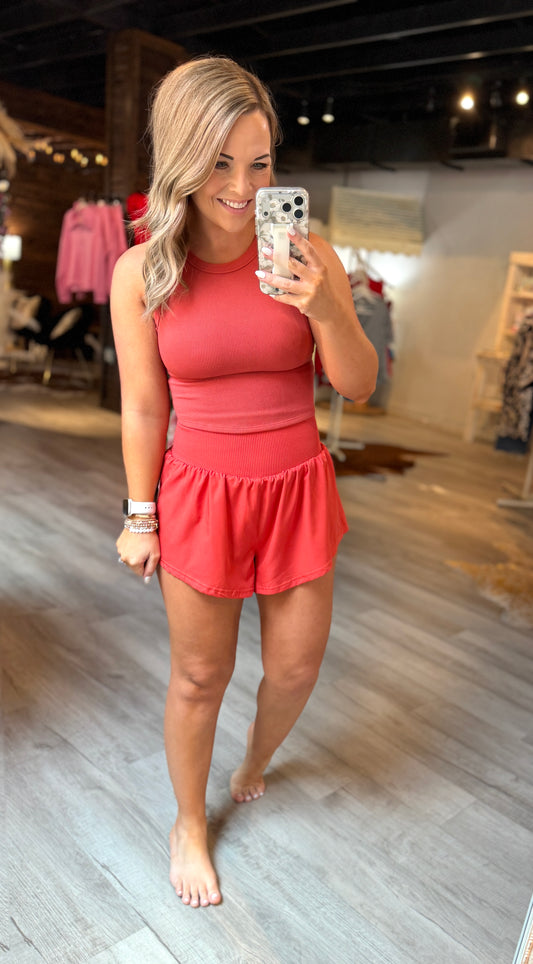 Brushed Brick Athletic Short Set