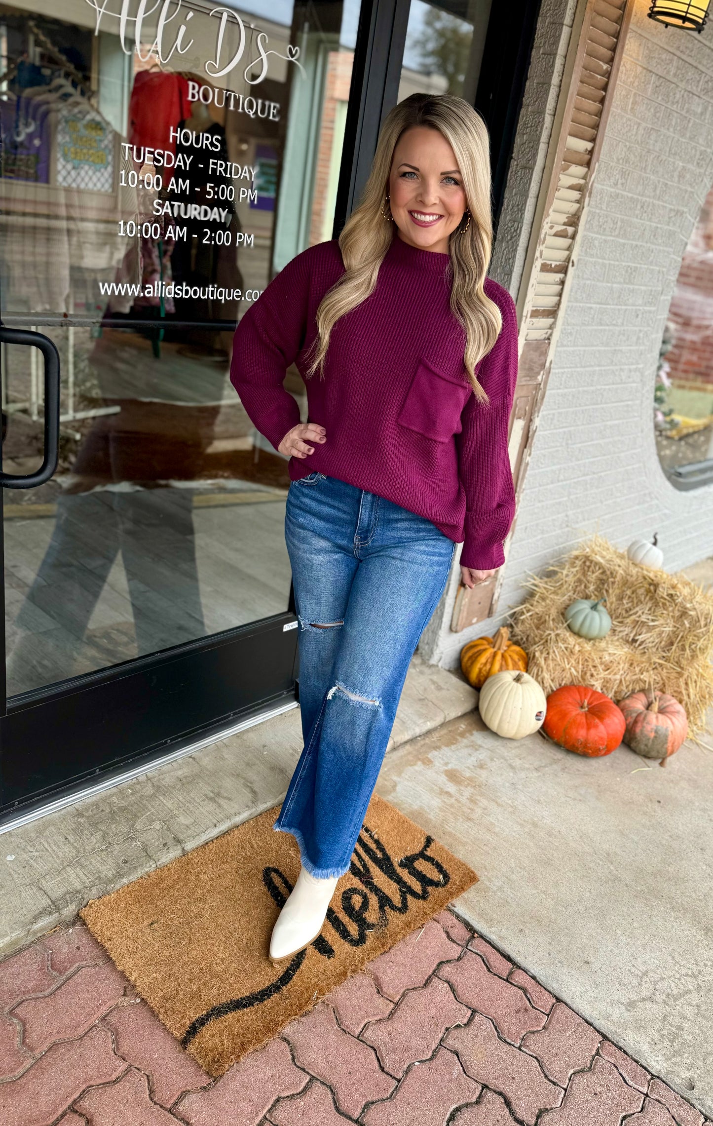 Plum Long Sleeve Sweater Top