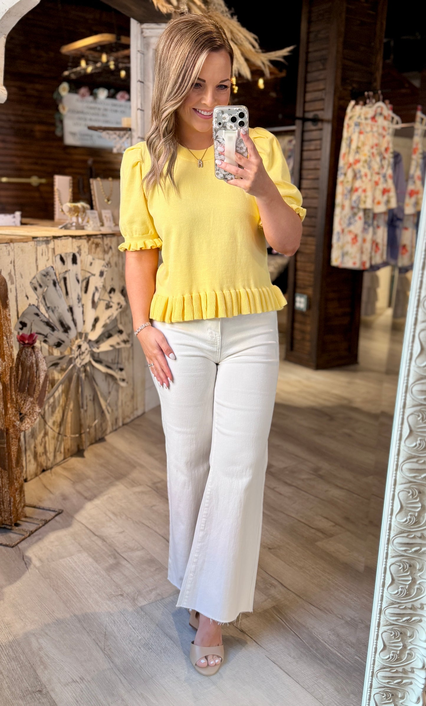 Yellow Ruffle Detail Sweater