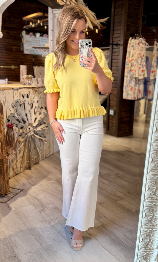 Yellow Ruffle Detail Sweater