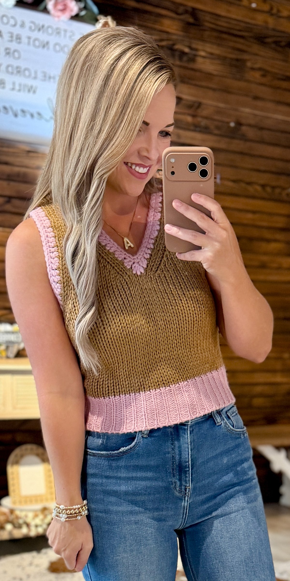 Rosewood Latte Sleeveless Sweater