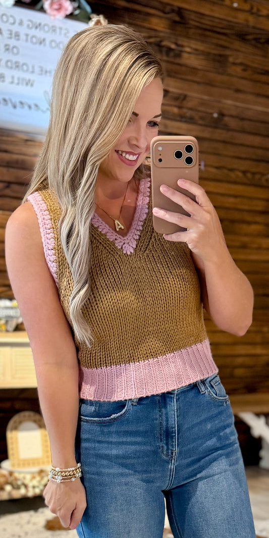 Rosewood Latte Sleeveless Sweater
