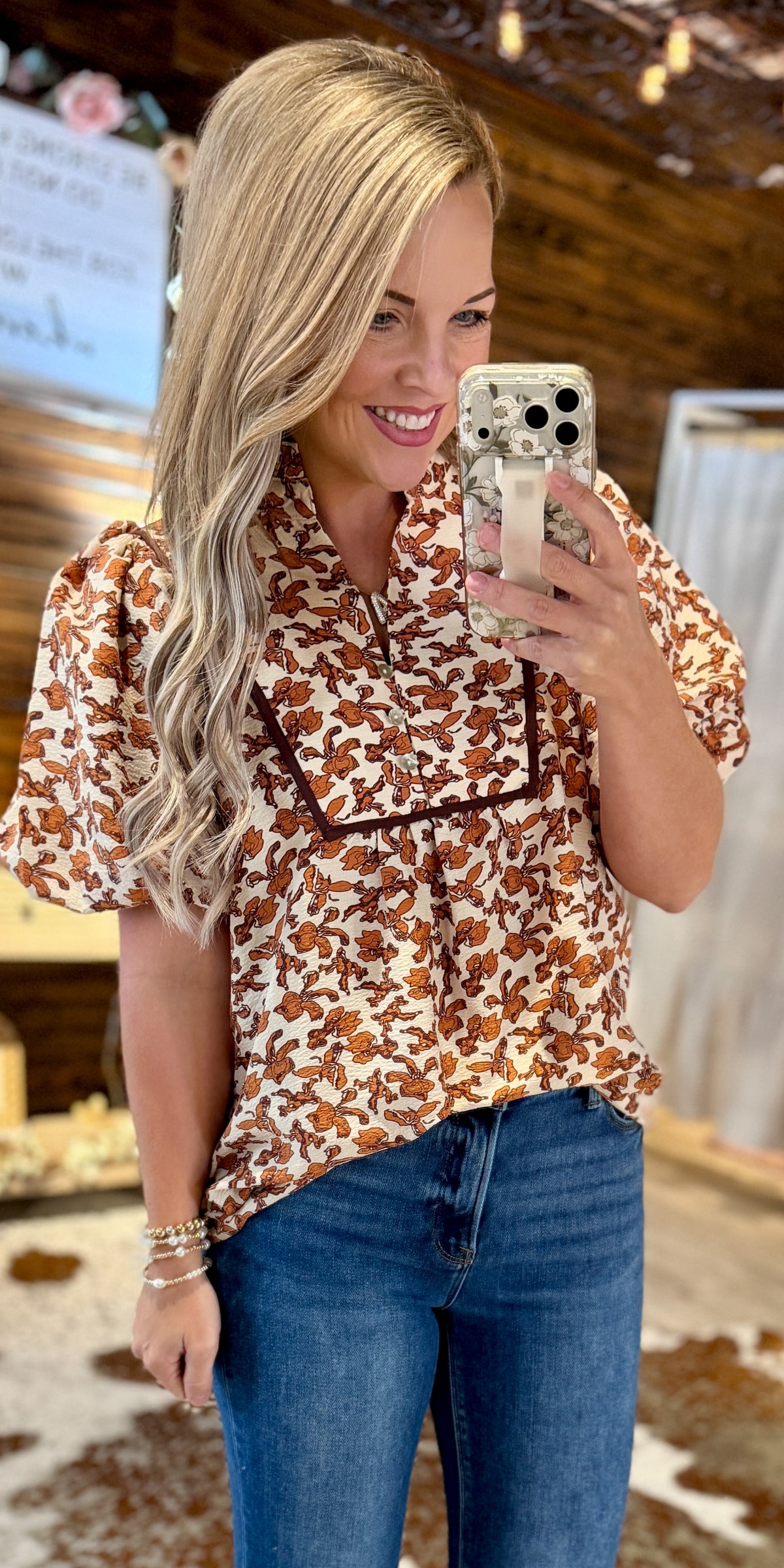 Rust Floral Top