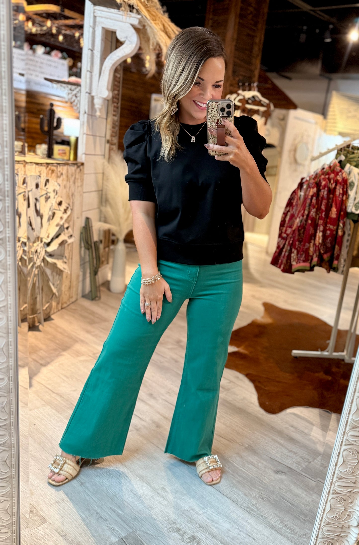 Emerald Raw Hem Denim