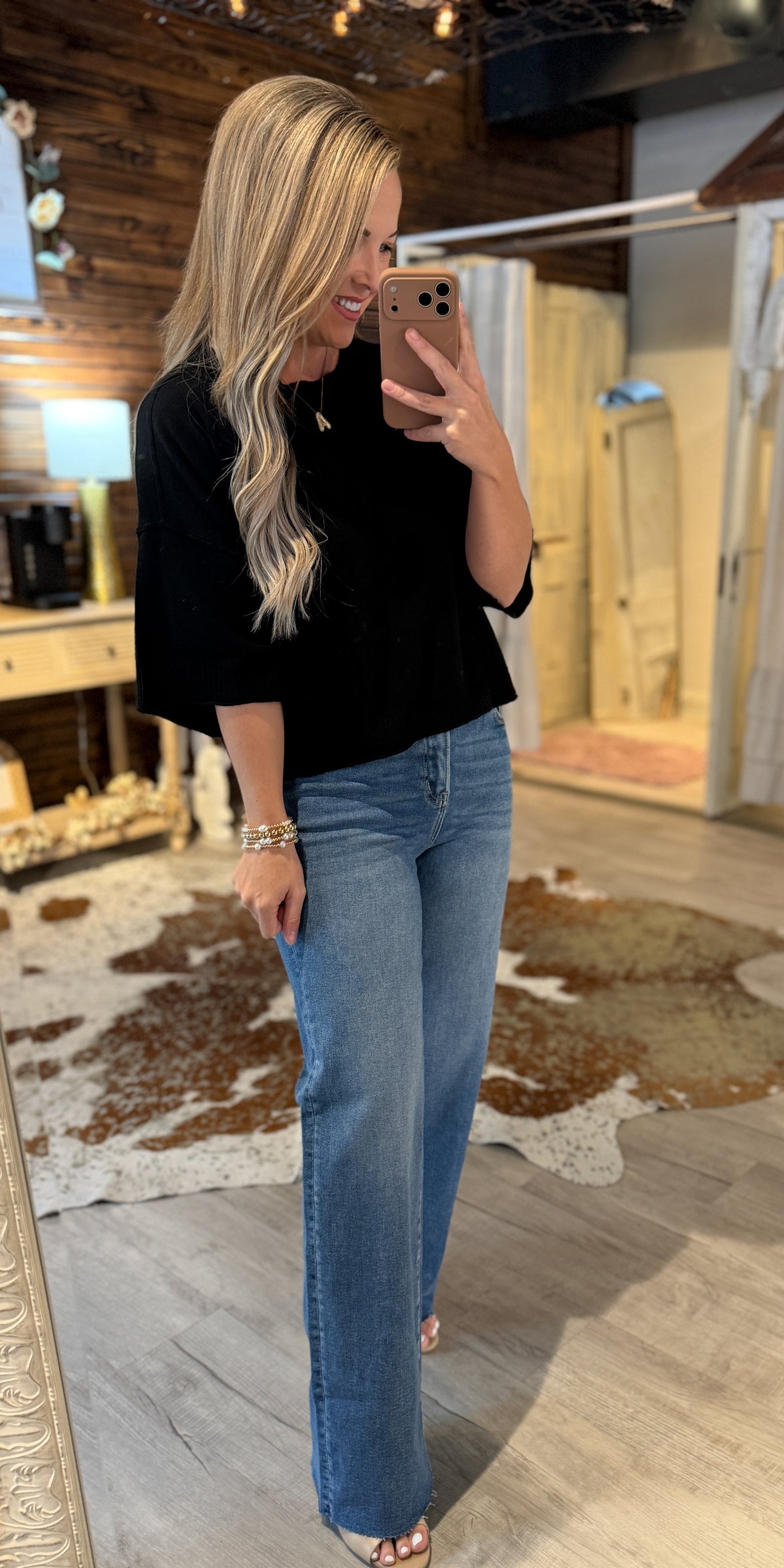 Black Short Sleeve Sweater