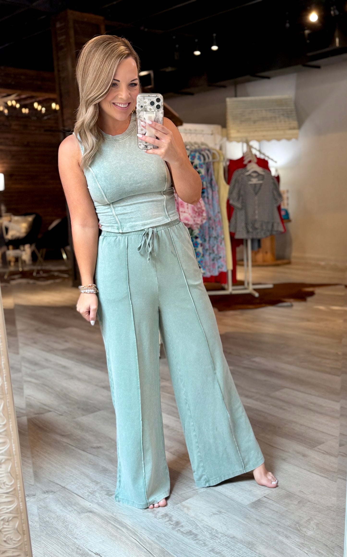 Sage Green Mineral Wash Comfy Set