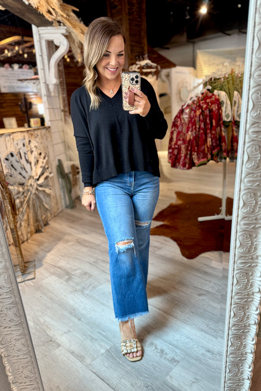 Black V-Neck Sweater