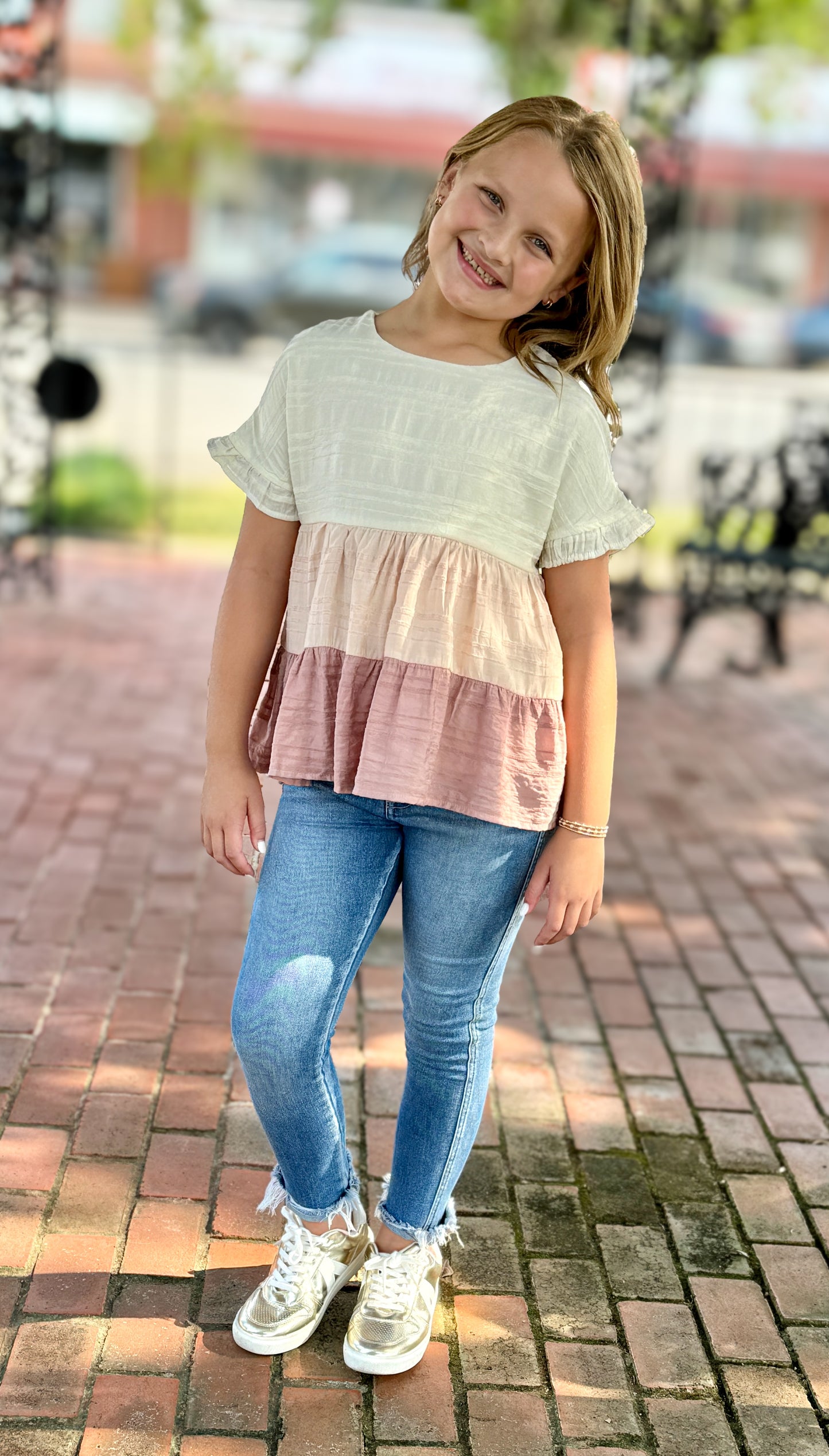 Girls Ivory/Mauve Top