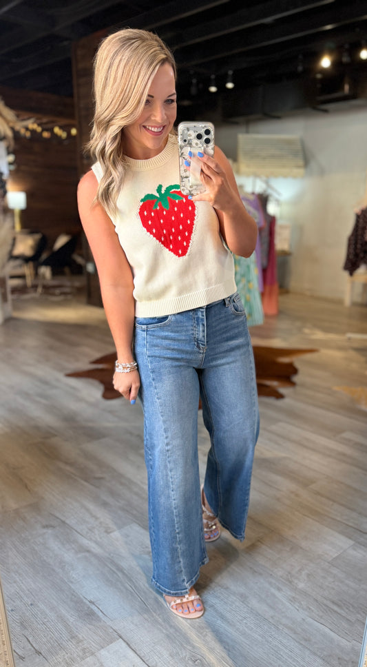 Cream Strawberry Tank