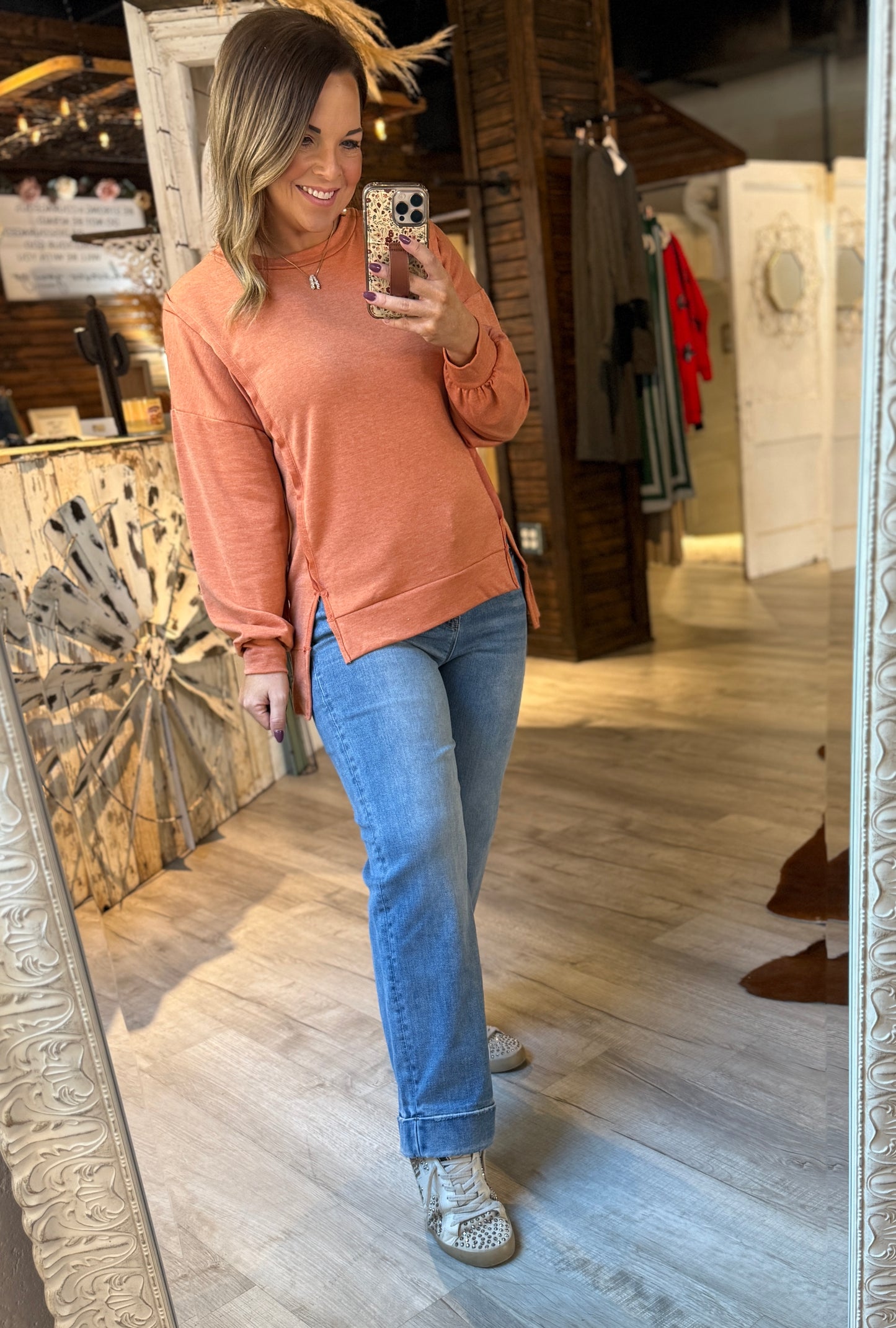 Long Sleeve Rust Top