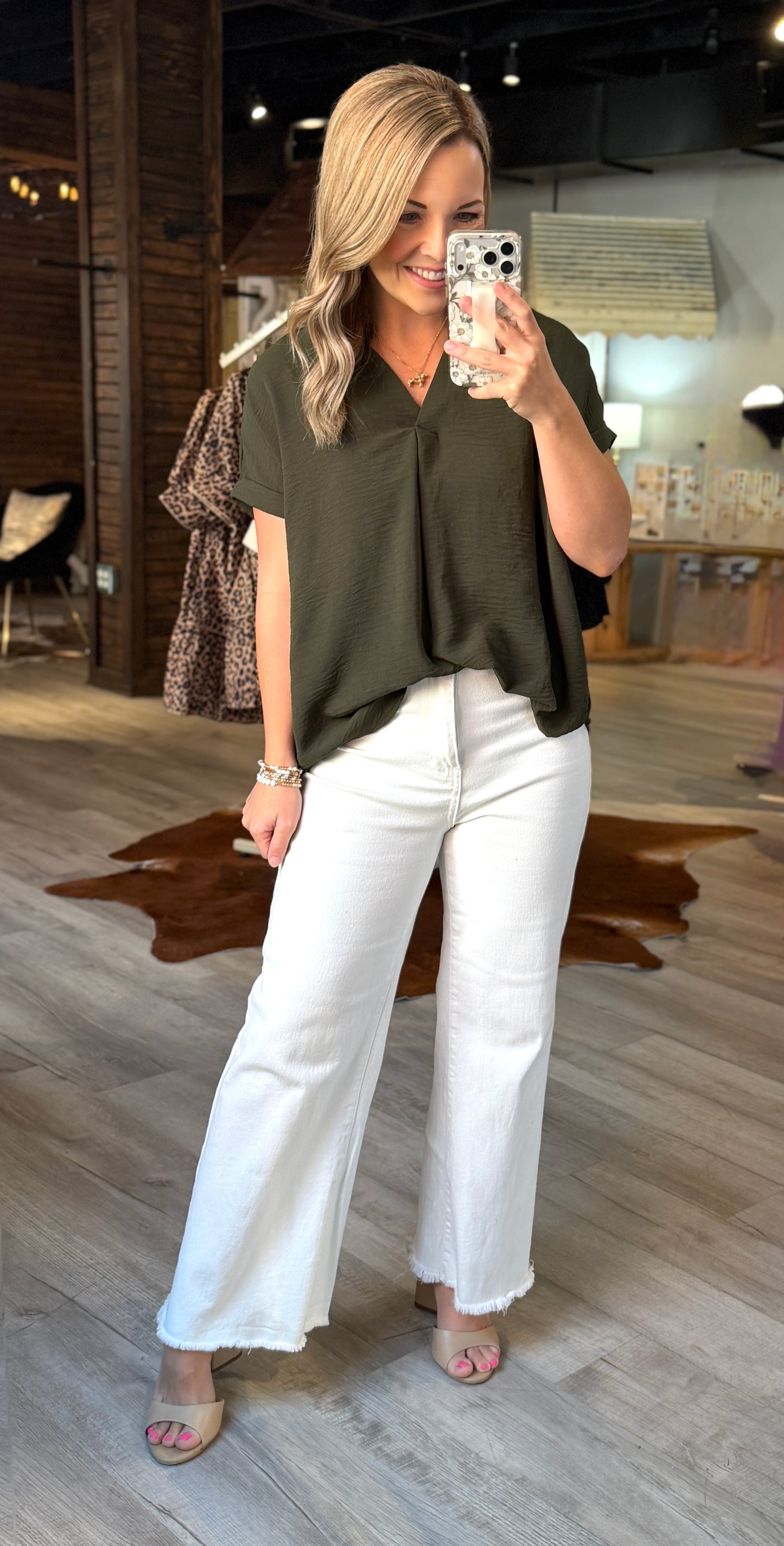 Olive Collared Dressy Top