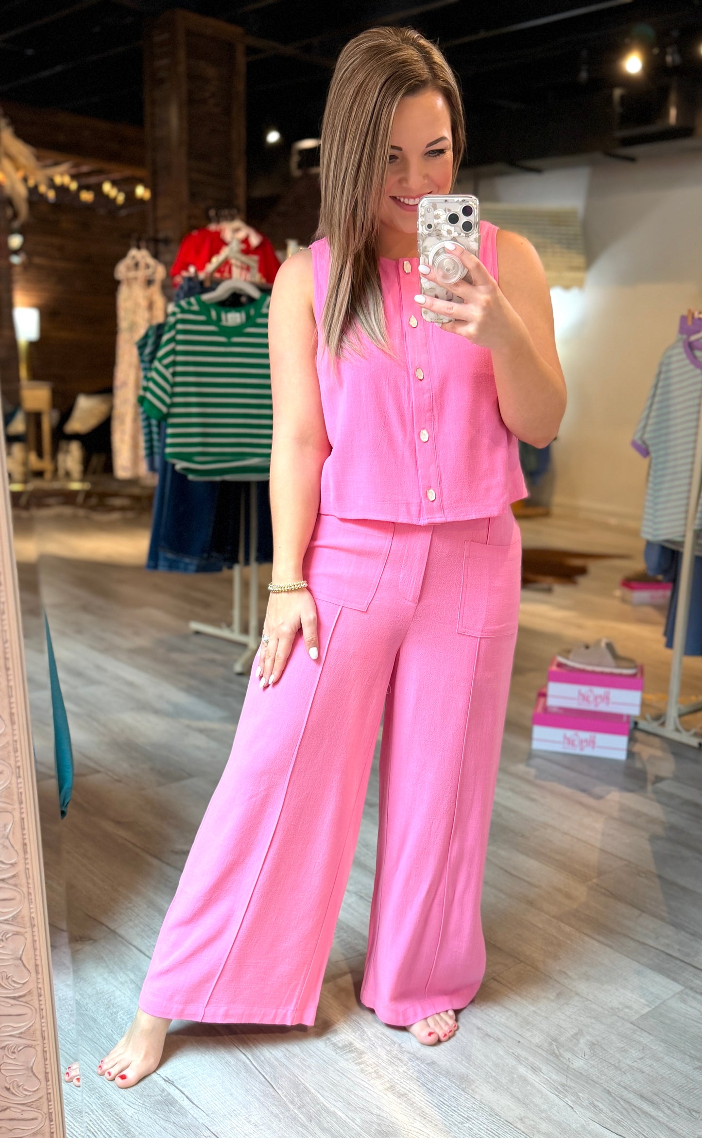 Pink Linen Dressy Set