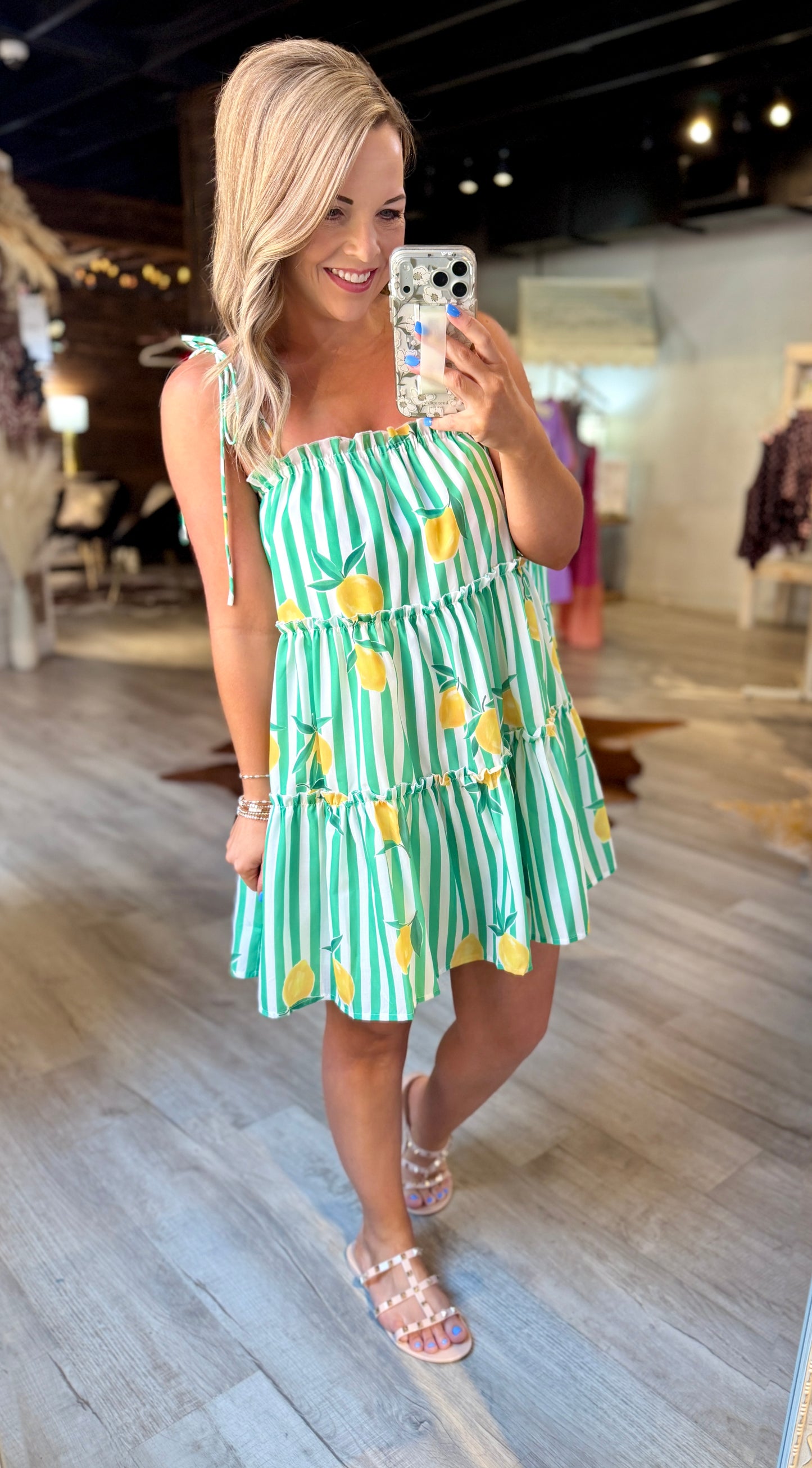 Green Striped Lemon Dress