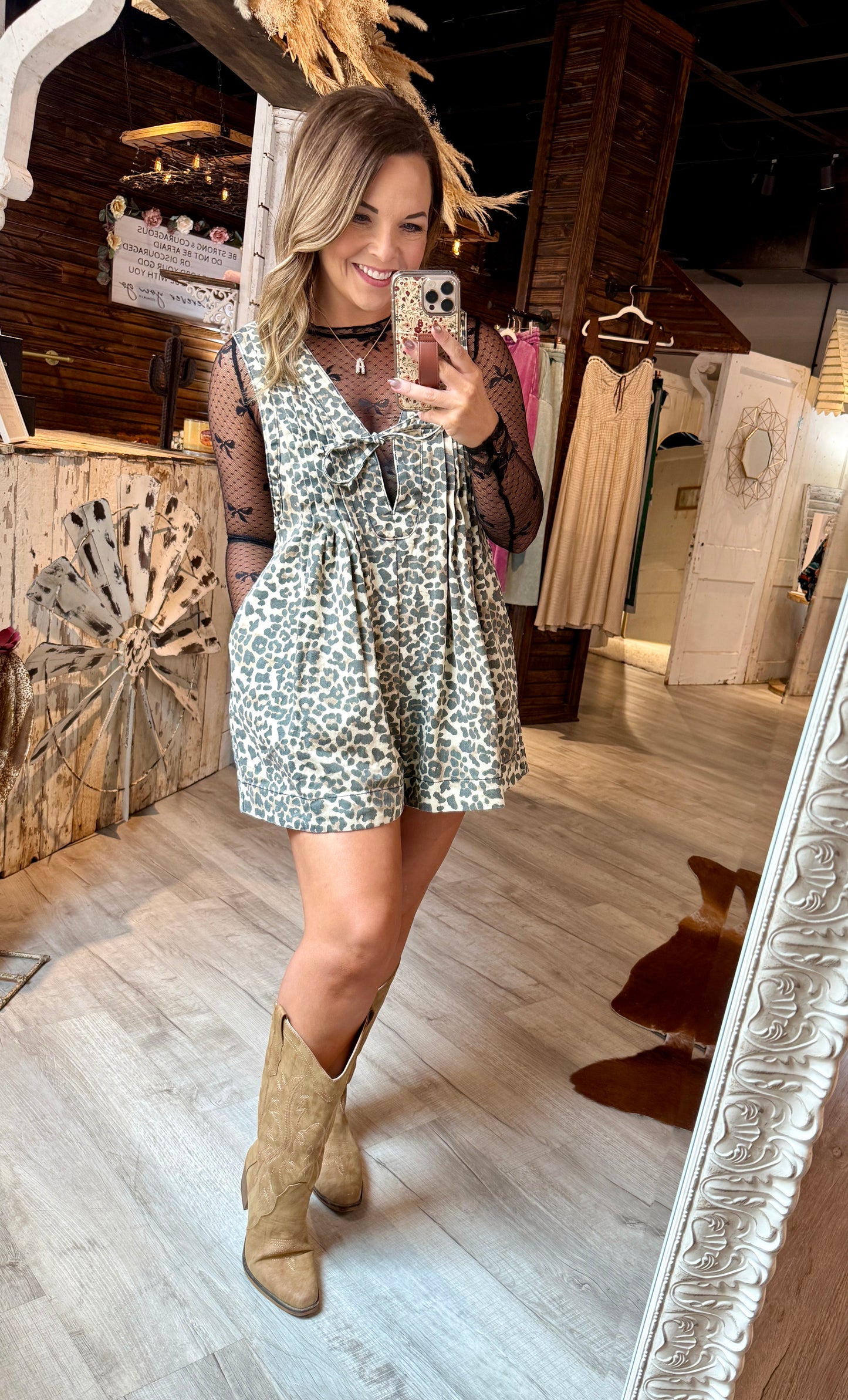 Leopard Denim Romper